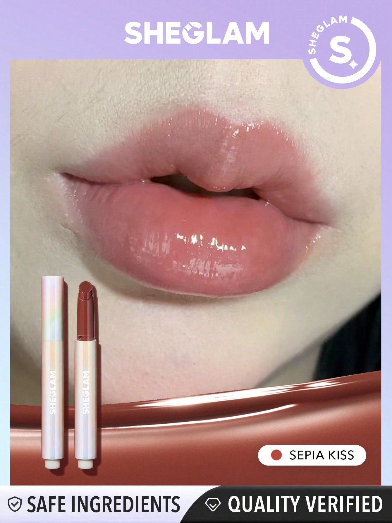 SHEGLAM Pout-Perfect Shine Lip Plumper-Sepia Kiss Moisturizing Plumping Solid Lip Gloss Non-Stick Nourishing Lip Plumping Serum Coconut Oil Lipstick Lip Cosmetics