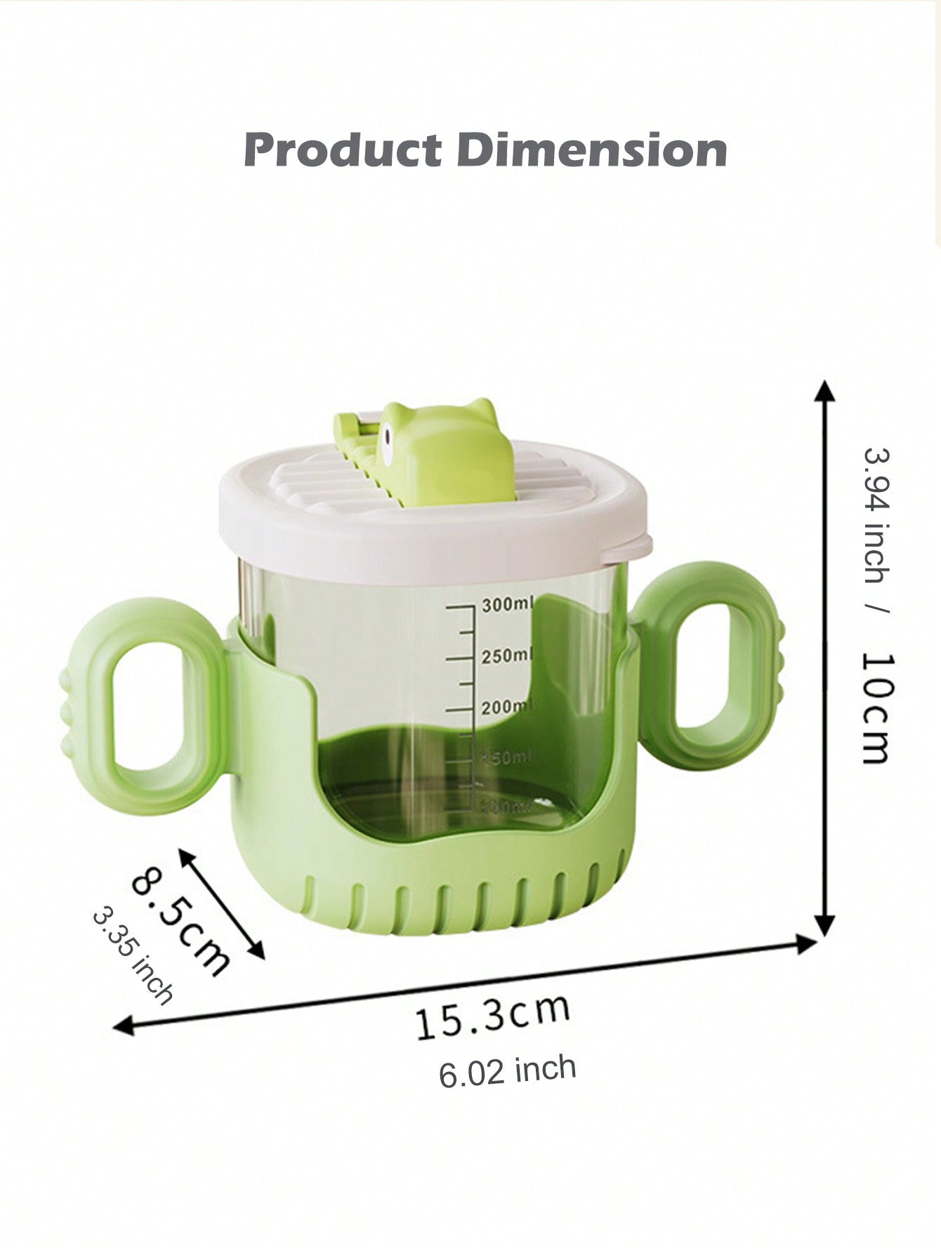 1pc Yellow Crocodile Design Baby Sippy Cup With Rounded Handle, Clear Scale And Silicone Straw