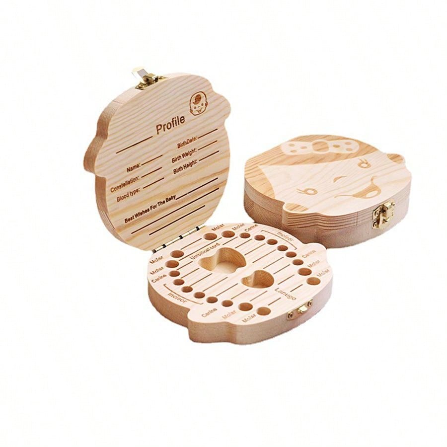 1PC Baby Tooth Box Keepsake for Girls,Wooden Tooth Storage and Saver Box for Lost Teeth Children,Newborn Baby Birthday and Shower Gift