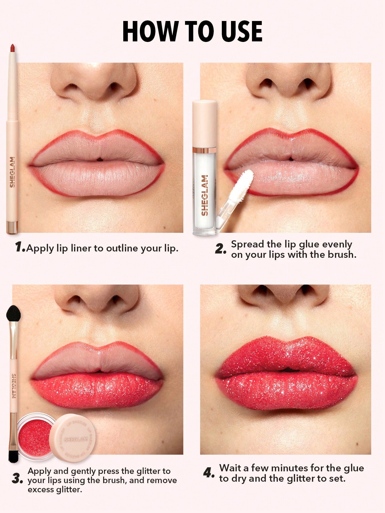 SHEGLAM Lip Dazzler Glitter Kit-Debutante