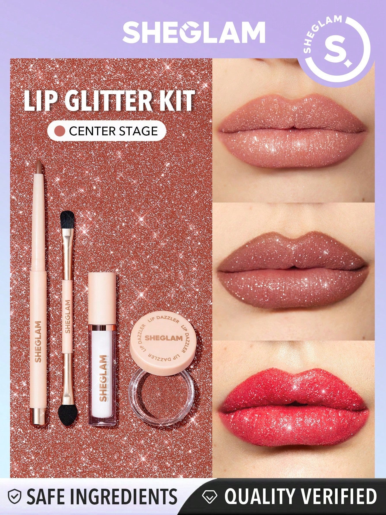 SHEGLAM Lip Dazzler Glitter Kit-Debutante