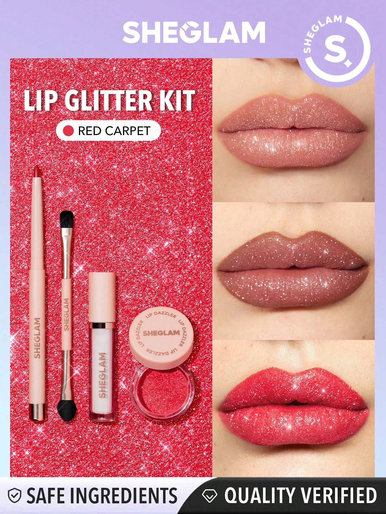 SHEGLAM Lip Dazzler Glitter Kit-Debutante