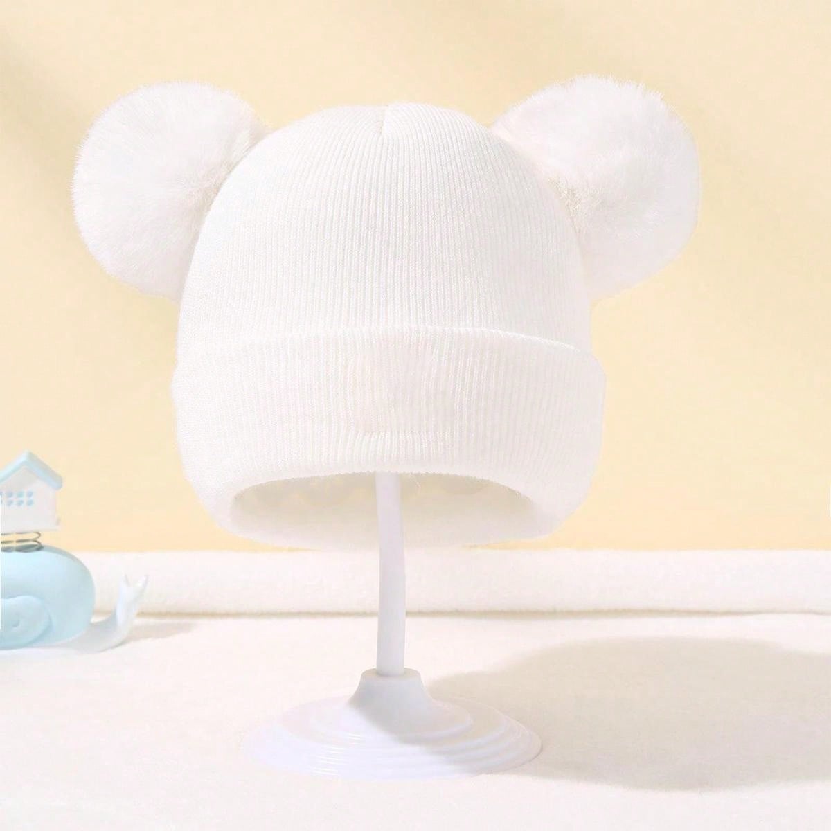 2-pack children's hats for autumn and winter plus velvet and warm woolen hats, cute and super cute baby children's knitted hats - suitable for boys and girls to keep warm in autumn and winter twins