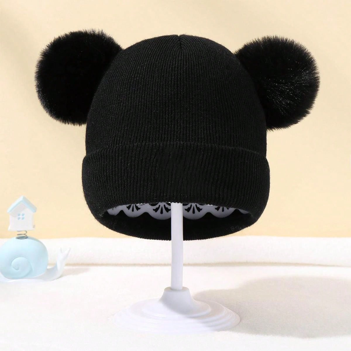 2-pack children's hats for autumn and winter plus velvet and warm woolen hats, cute and super cute baby children's knitted hats - suitable for boys and girls to keep warm in autumn and winter twins
