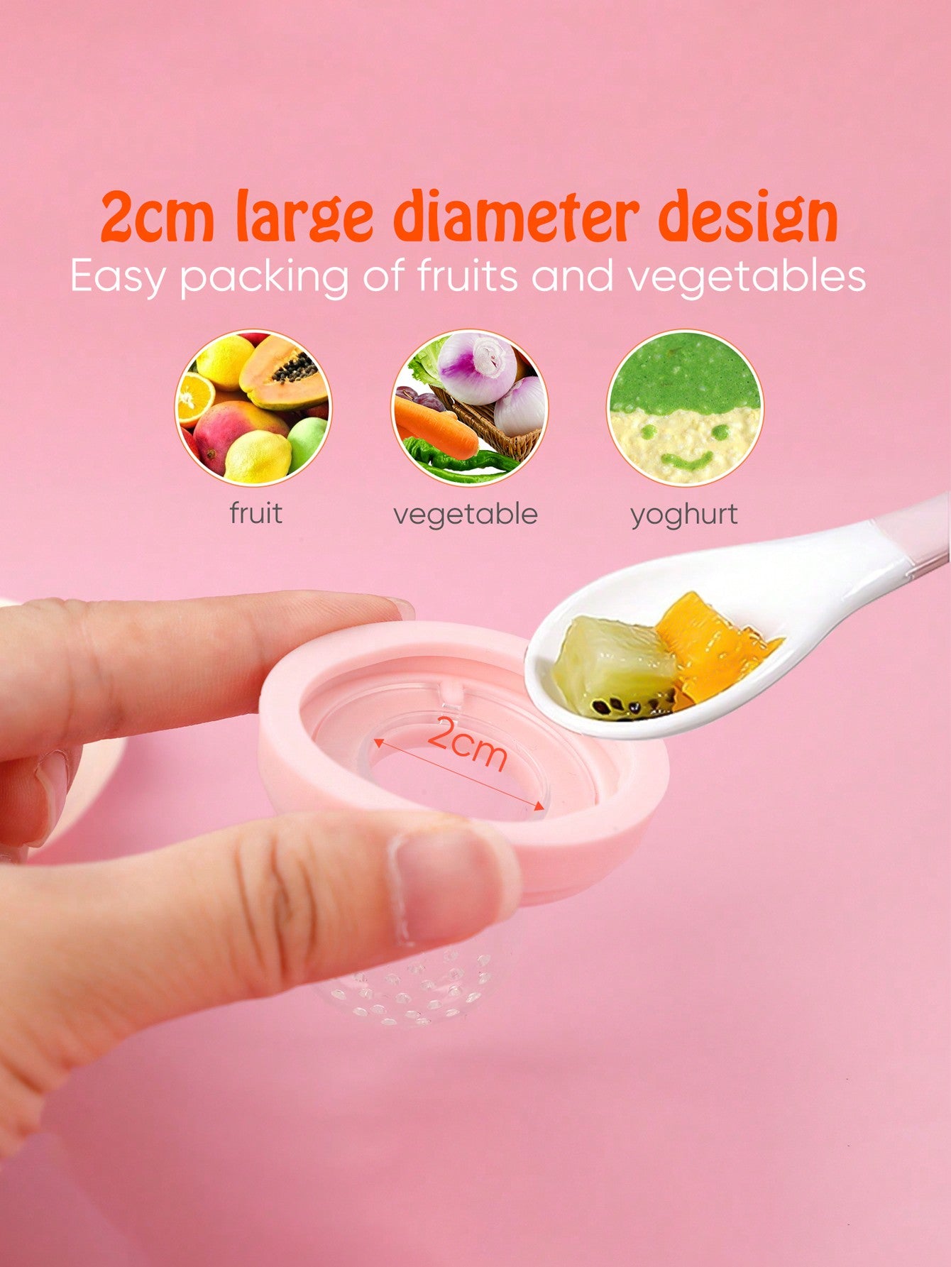 2PC Baby Fresh Fruit Food Feeder with 4 Silicone Pouches, Pacifier, Freezable Silicone Teething Toy, BPA-Free