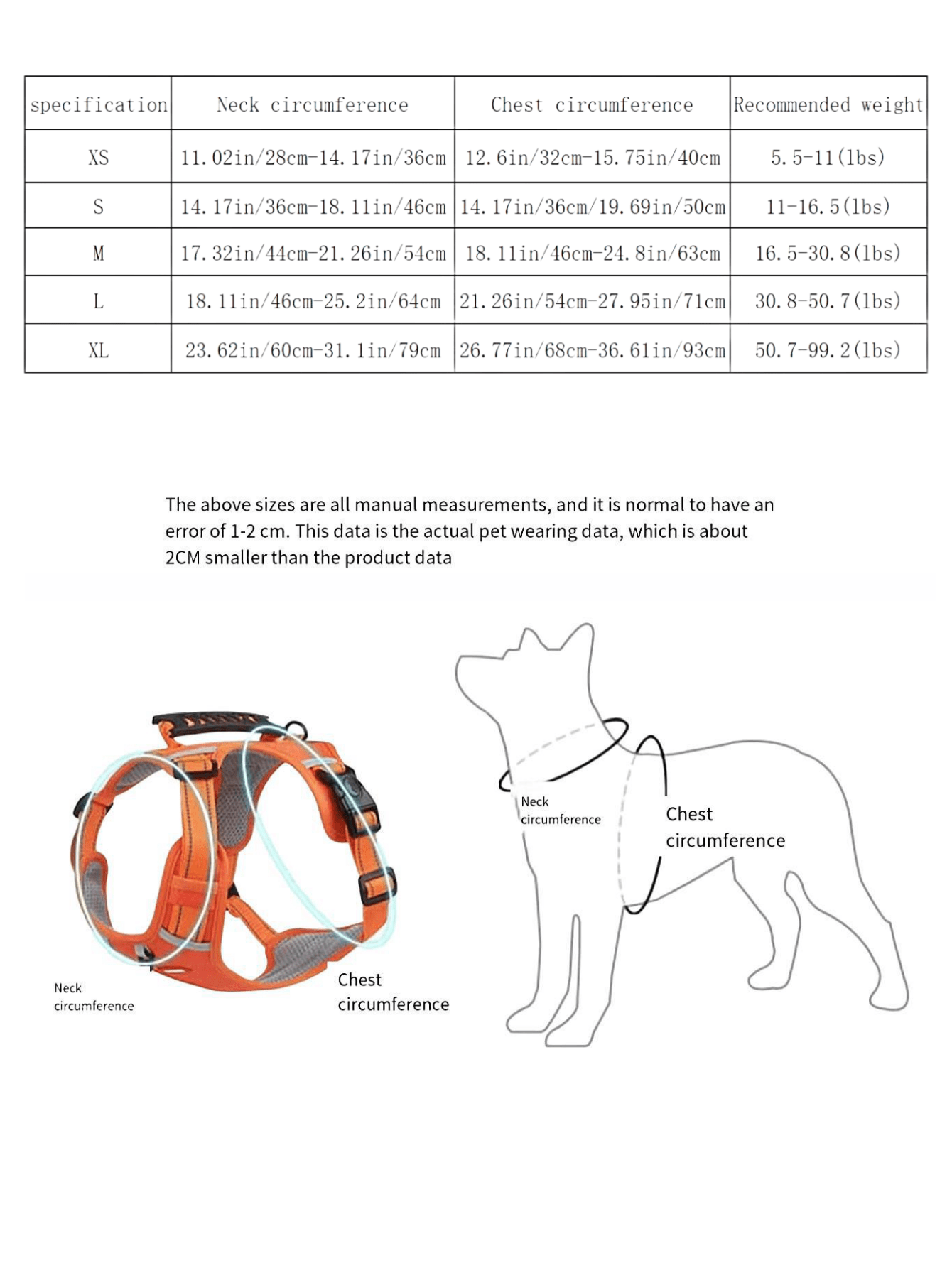 1pc Black Reflective Large Size Pet Harness Vest With Chest & Back Strap For Dogs/cats, Including Leash For Walking Training