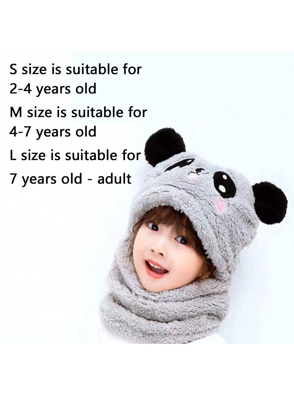 1pc Children's Winter Hat Scarf Combo For Boys And Girls, Cute Ear Protecting Windproof Cap twins
