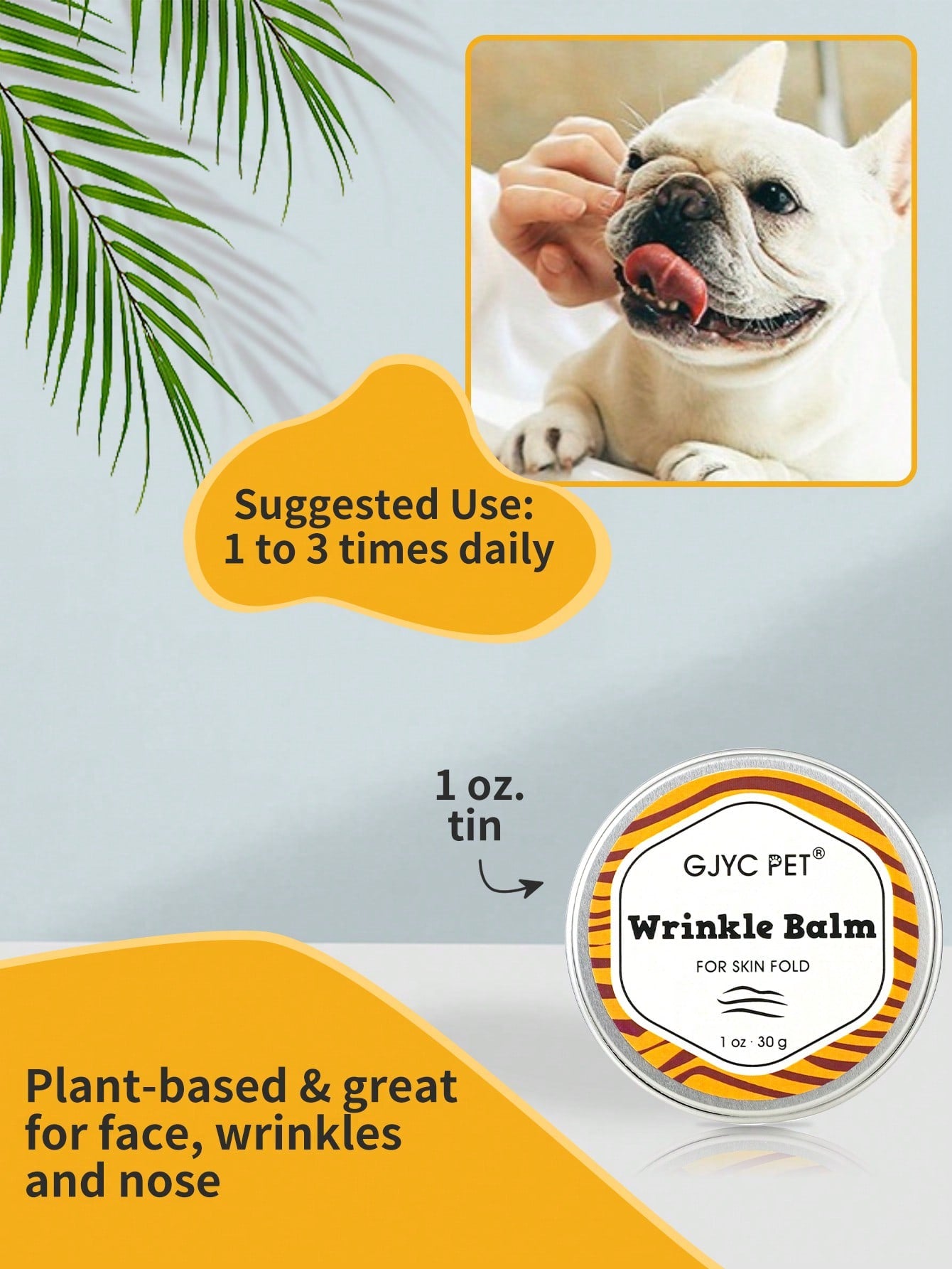 Premium Wrinkle Balm for Bulldogs, French Bulldogs, Pugs, and English Bulldogs - 1 Oz - Cleans Wrinkles, Removes Tear Stains, Addresses Tail Pockets, and Nourishes Paws