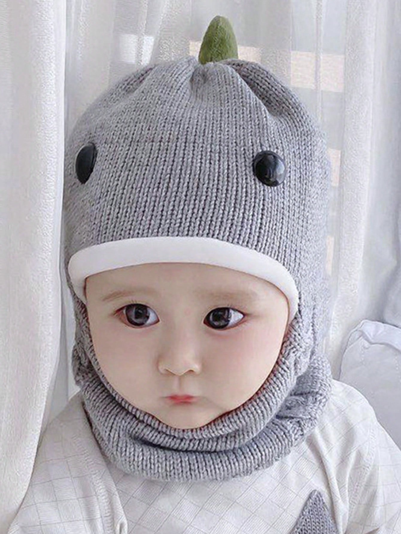 1pc Children's Winter Balaclava Hat With Dual Pom Poms, Windproof And Thermal
