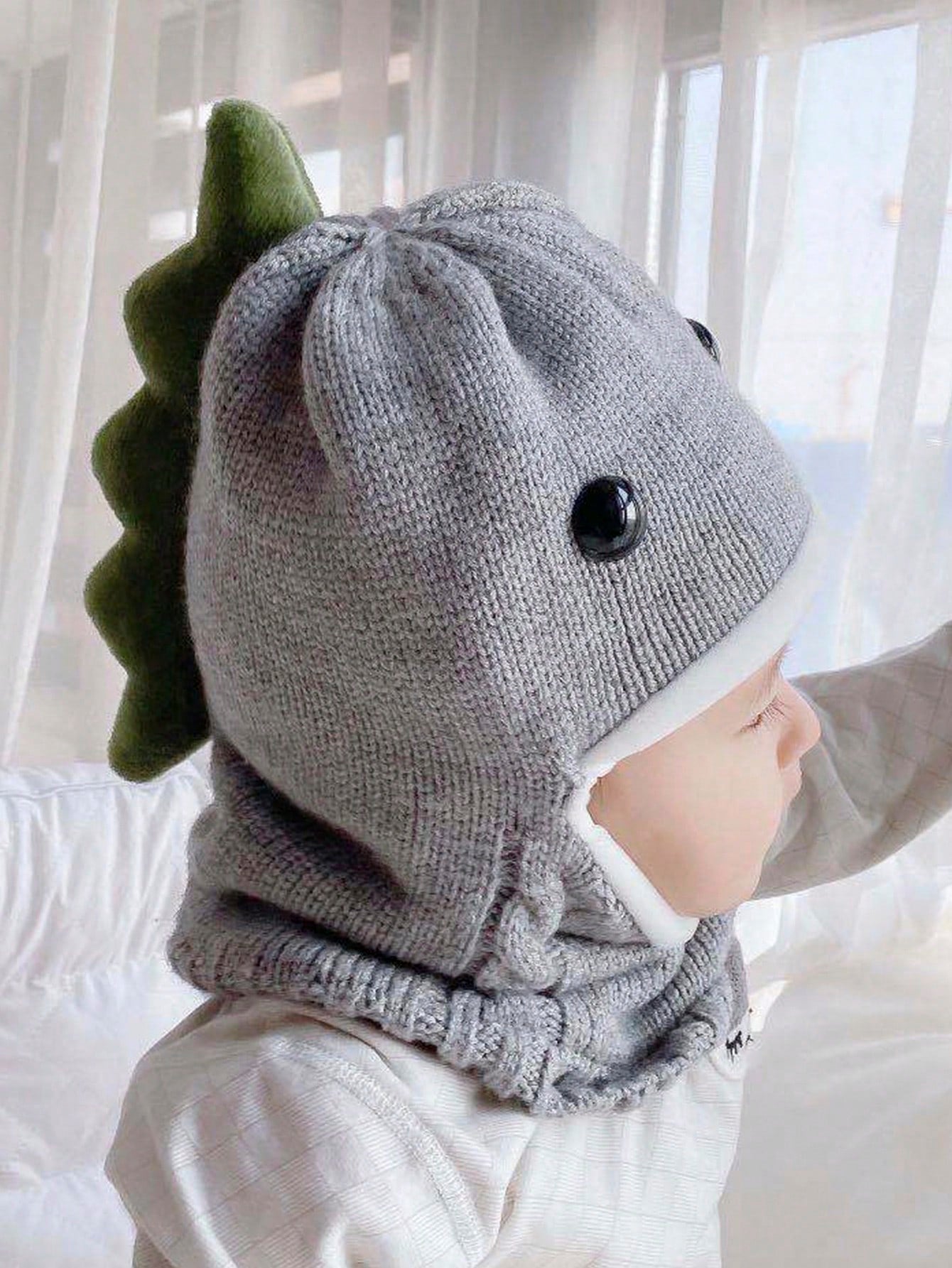1pc Children's Winter Balaclava Hat With Dual Pom Poms, Windproof And Thermal