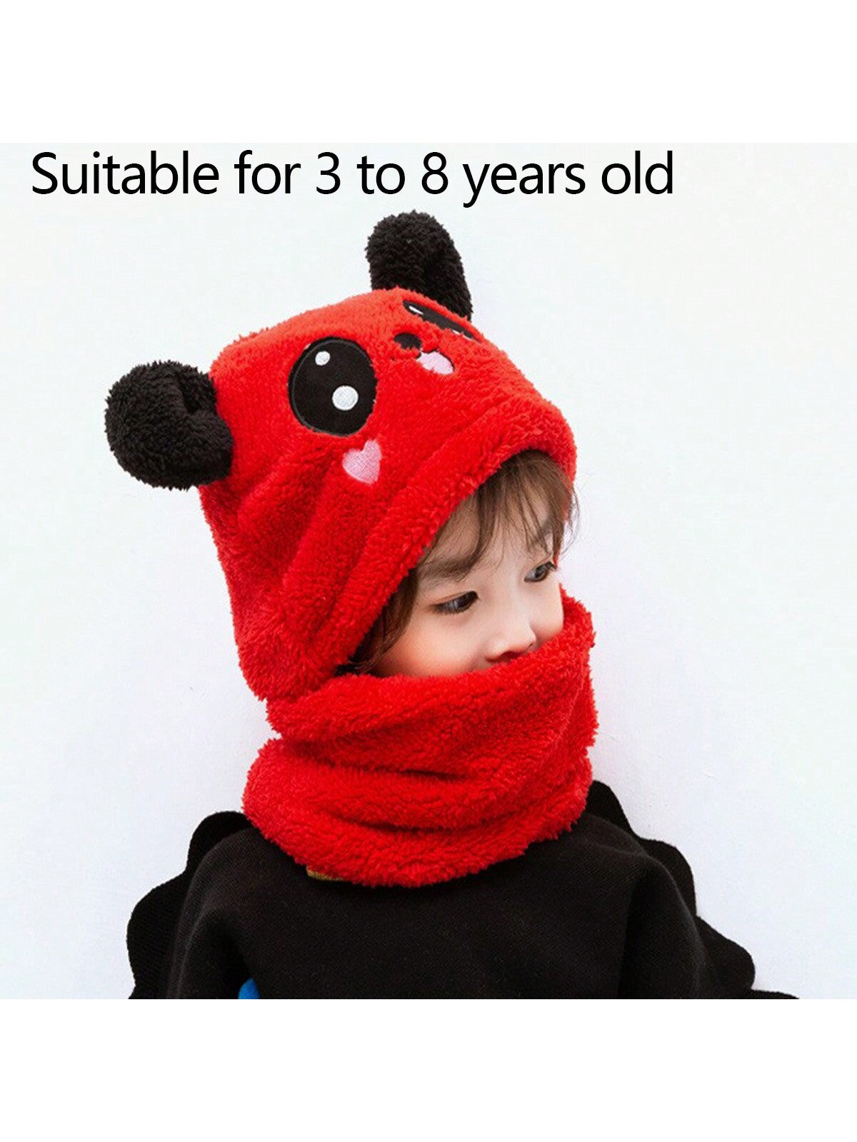 1pc Unisex Cartoon Bear Shaped Hat With Scarf And Mask Design, Thickened, Warm, Suitable For Daily Wear In Autumn And Winter twins