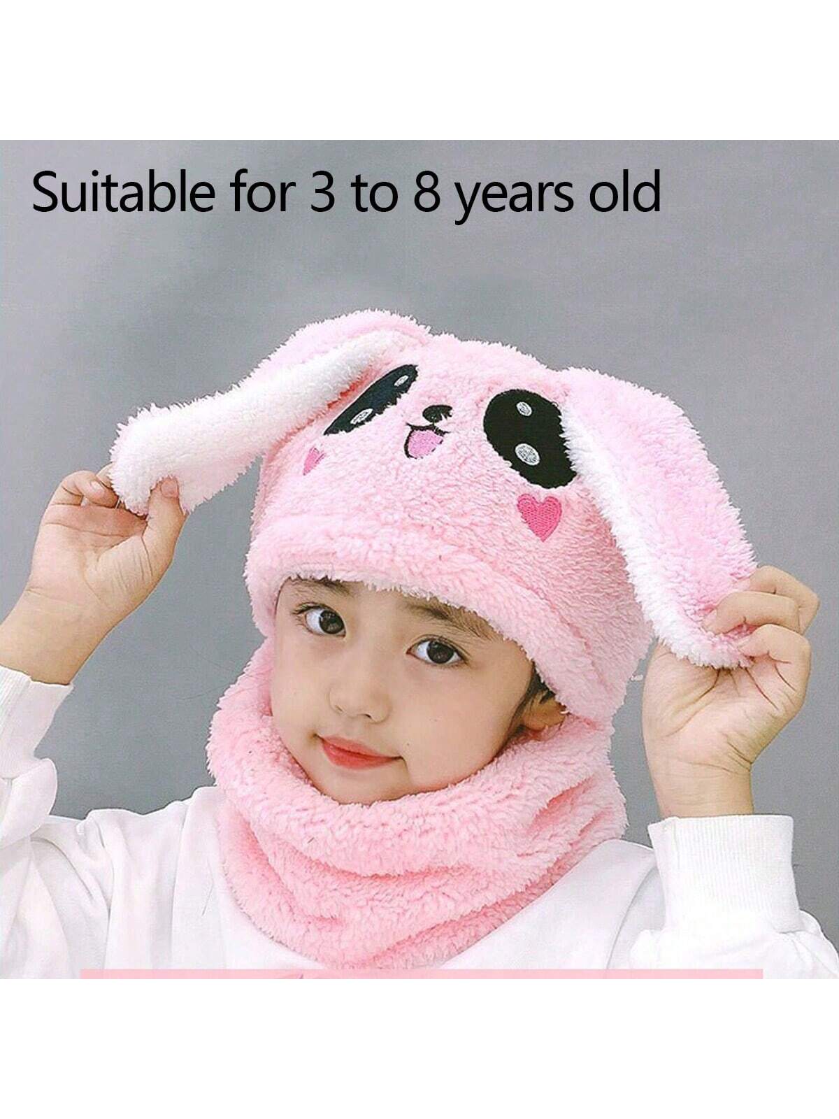 1pc Unisex Cartoon Bear Shaped Hat With Scarf And Mask Design, Thickened, Warm, Suitable For Daily Wear In Autumn And Winter twins