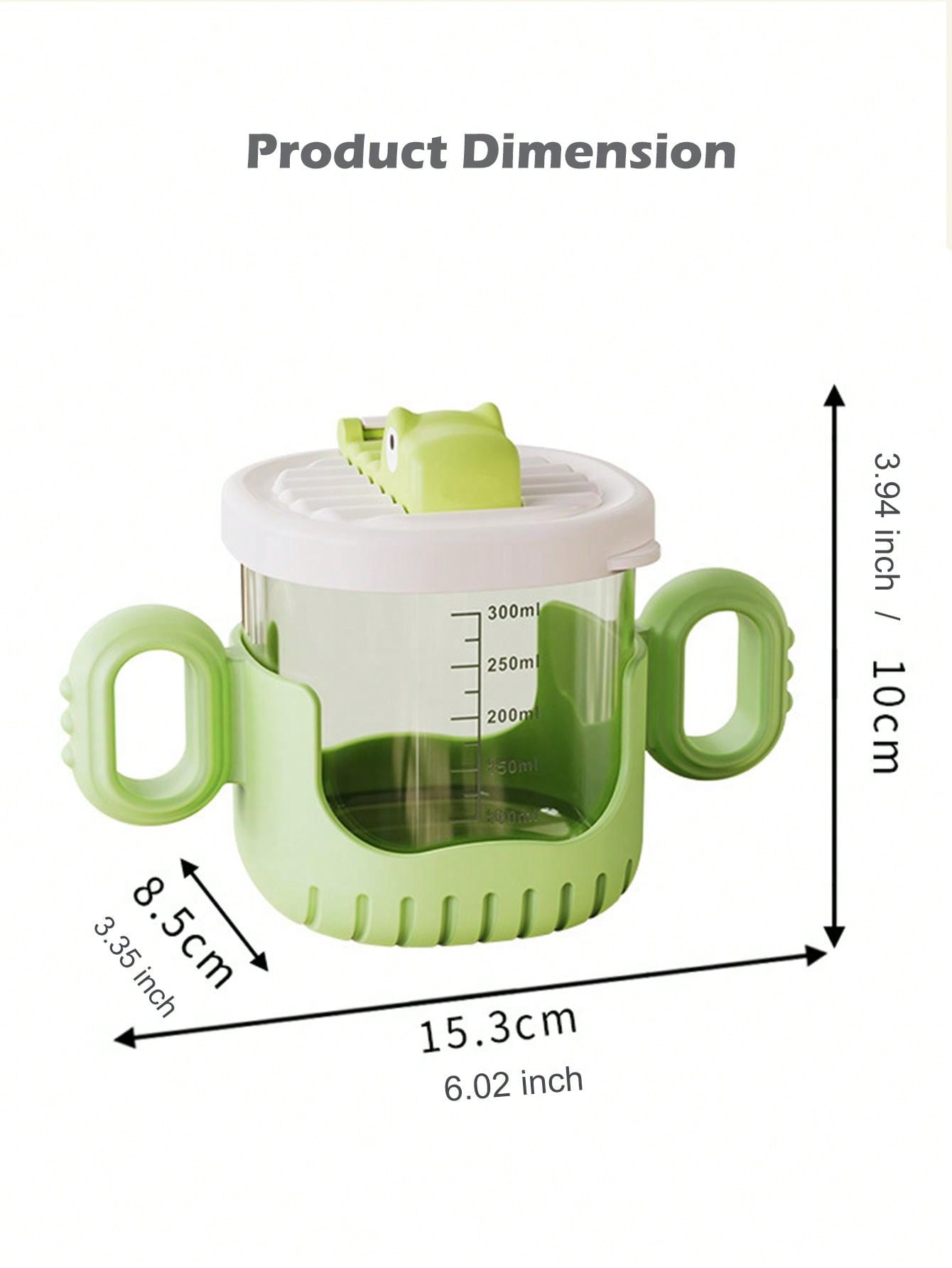 1pc Yellow Crocodile Design Baby Sippy Cup With Rounded Handle, Clear Scale And Silicone Straw