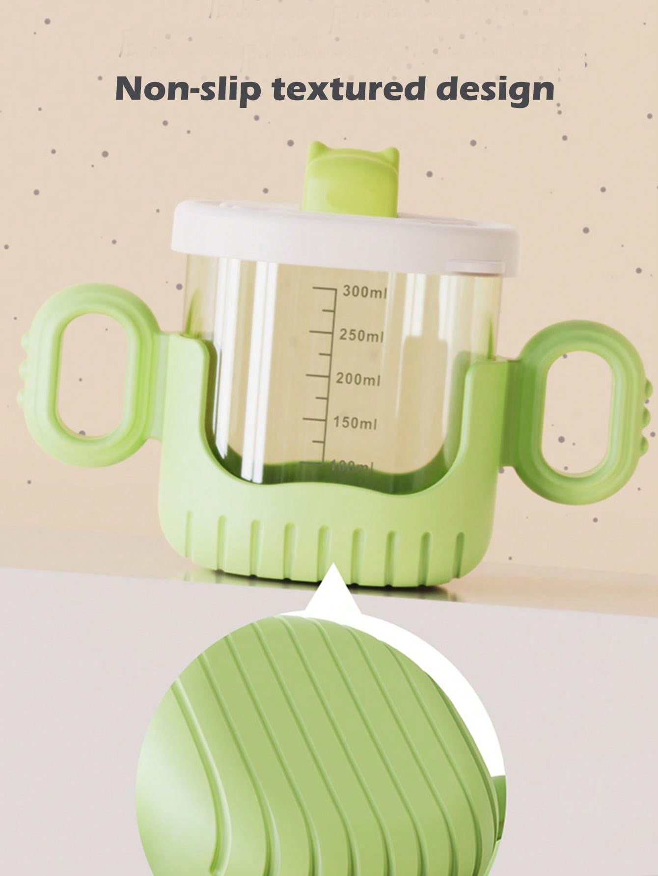 1pc Yellow Crocodile Design Baby Sippy Cup With Rounded Handle, Clear Scale And Silicone Straw