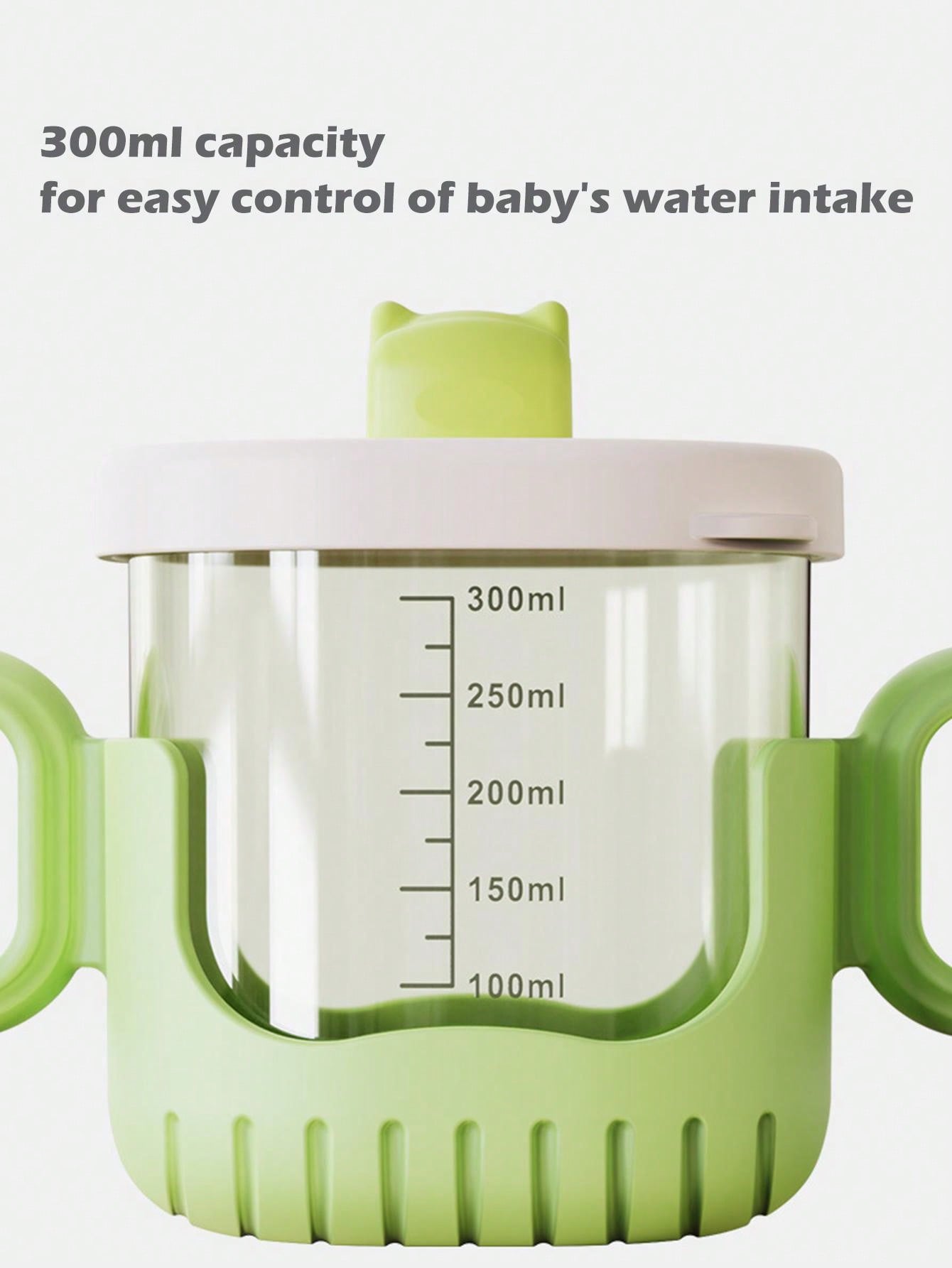 1pc Yellow Crocodile Design Baby Sippy Cup With Rounded Handle, Clear Scale And Silicone Straw