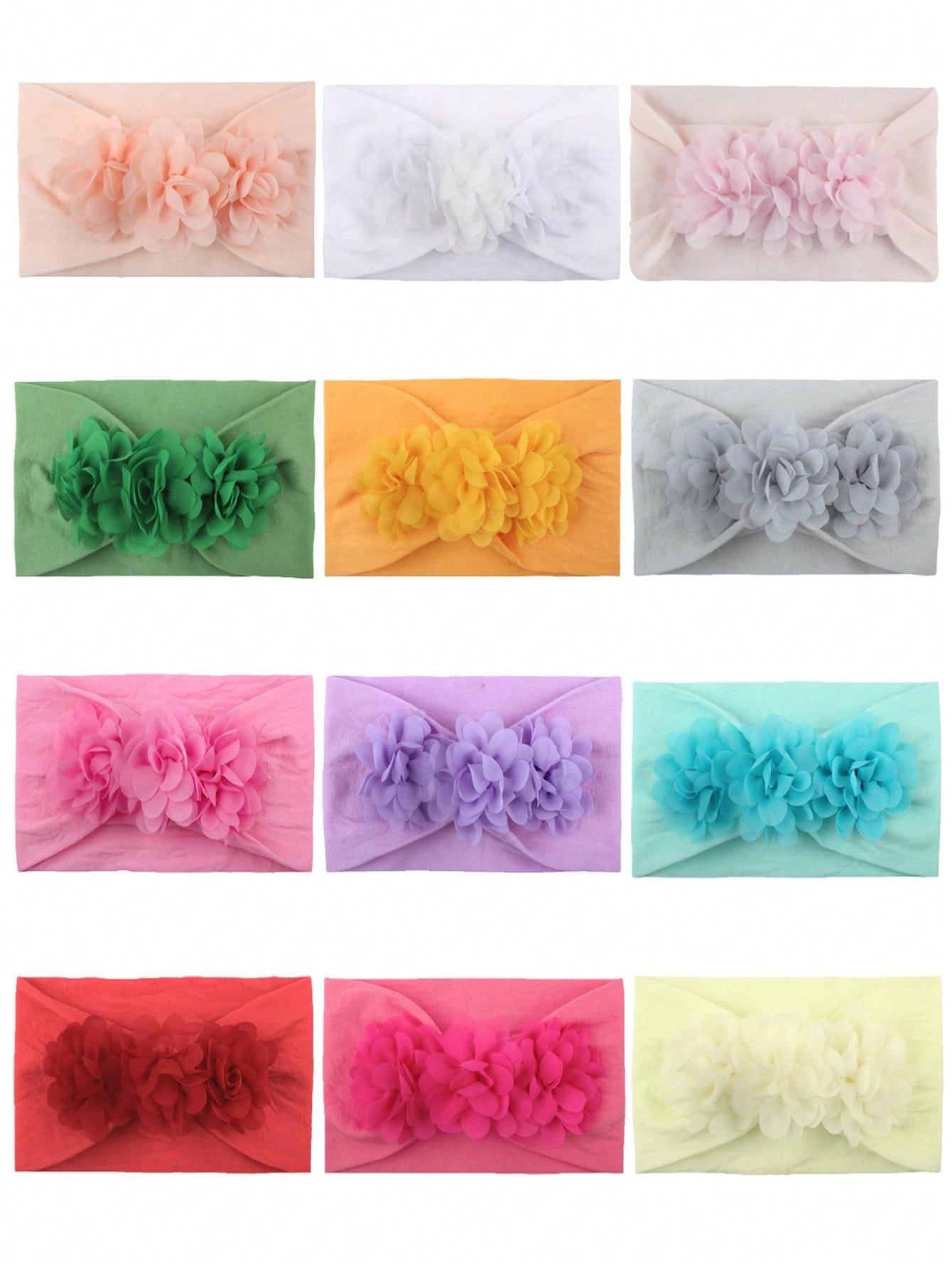 12pcs Candy Colored Elastic Nylon Hair Ties For Babies