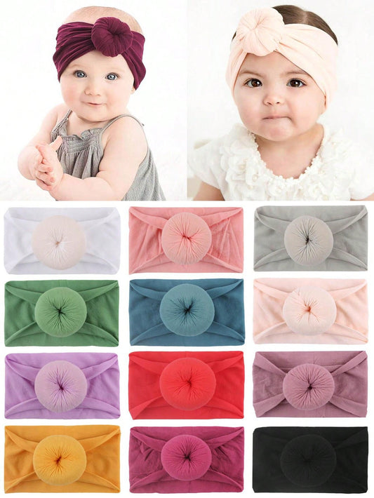 12pcs Candy Colored Elastic Nylon Hair Ties For Babies