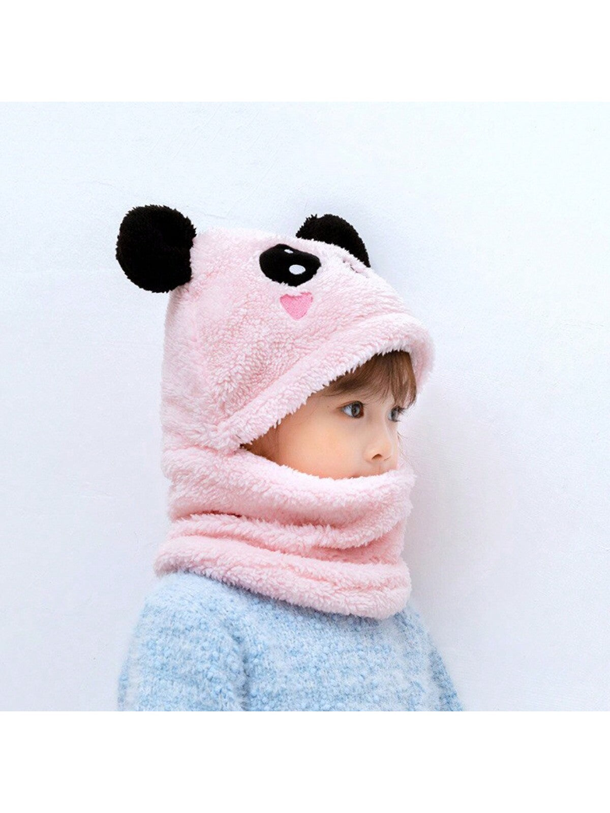 1pc Children's Winter Hat Scarf Combo For Boys And Girls, Cute Ear Protecting Windproof Cap twins
