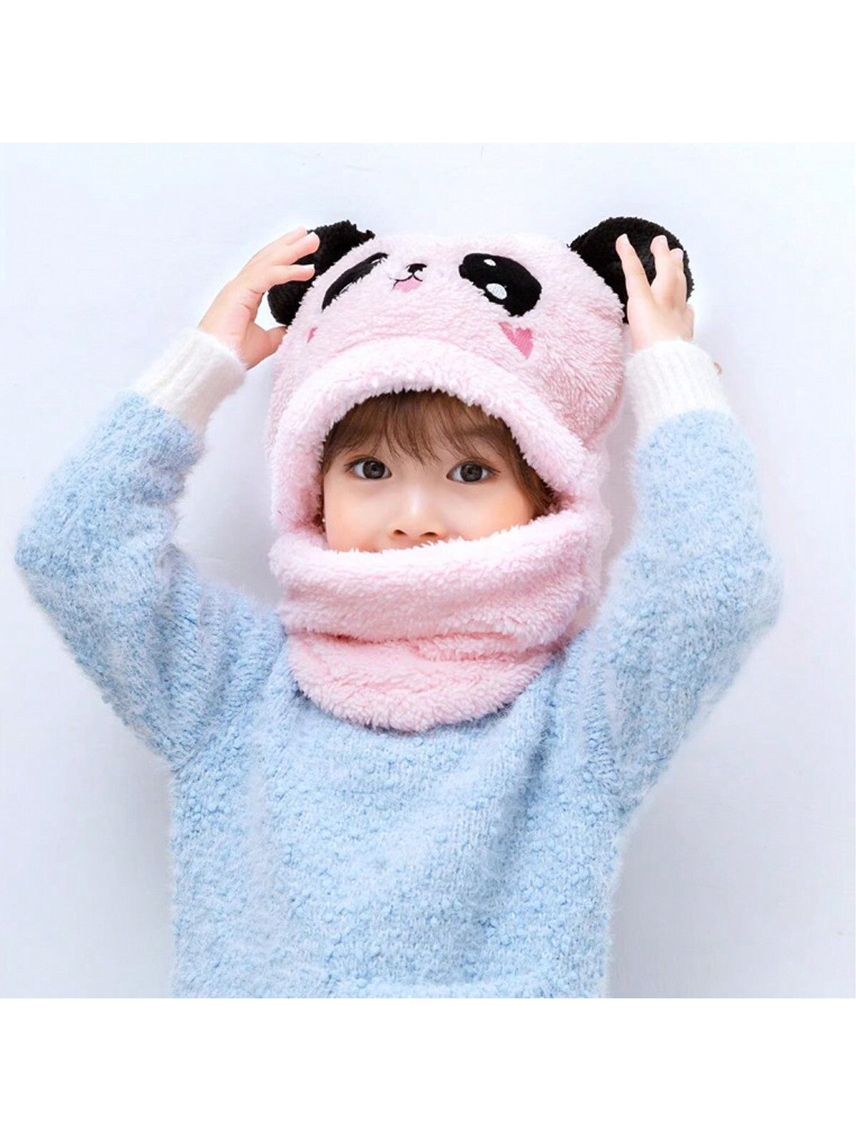 1pc Children's Winter Hat Scarf Combo For Boys And Girls, Cute Ear Protecting Windproof Cap twins