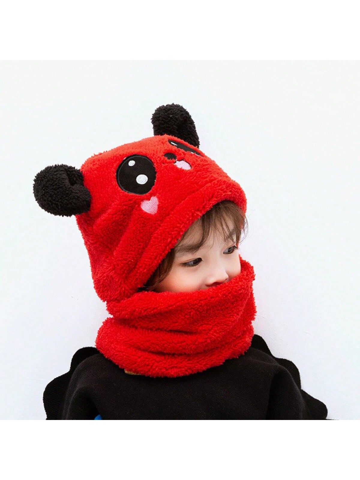 1pc Children's Winter Hat Scarf Combo For Boys And Girls, Cute Ear Protecting Windproof Cap twins