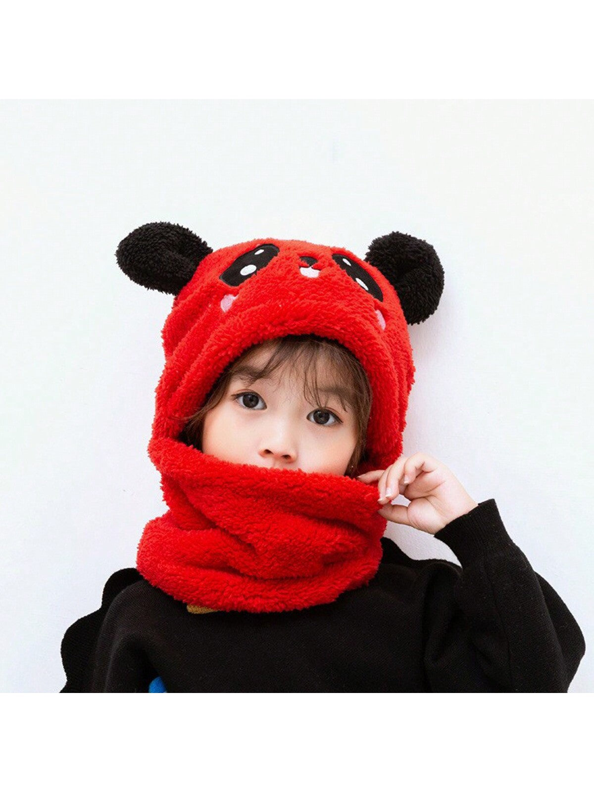 1pc Children's Winter Hat Scarf Combo For Boys And Girls, Cute Ear Protecting Windproof Cap twins