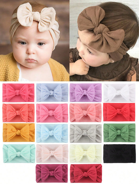 18pcs Candy Colored Soft & Stretchy Nylon Butterfly Baby Headbands