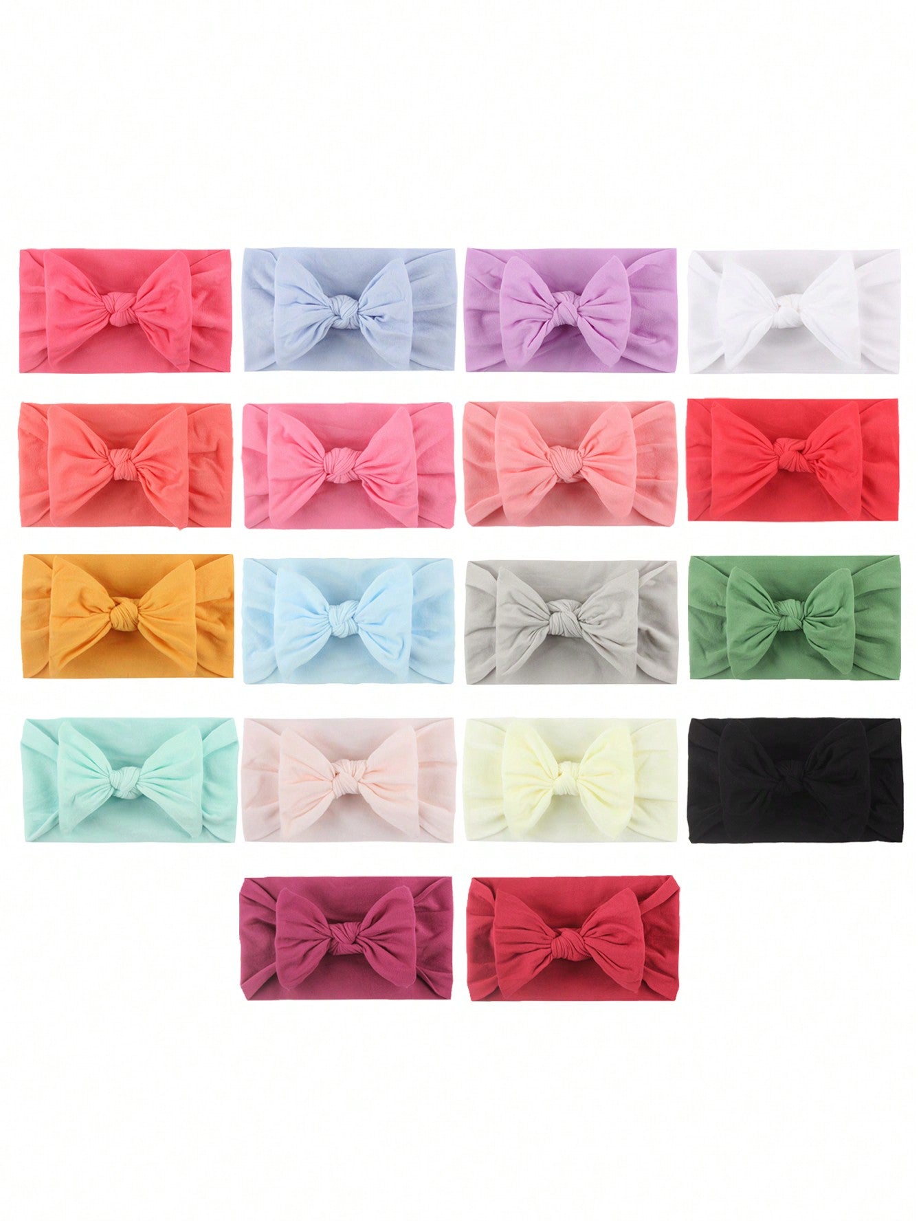 18pcs Candy Colored Soft & Stretchy Nylon Butterfly Baby Headbands