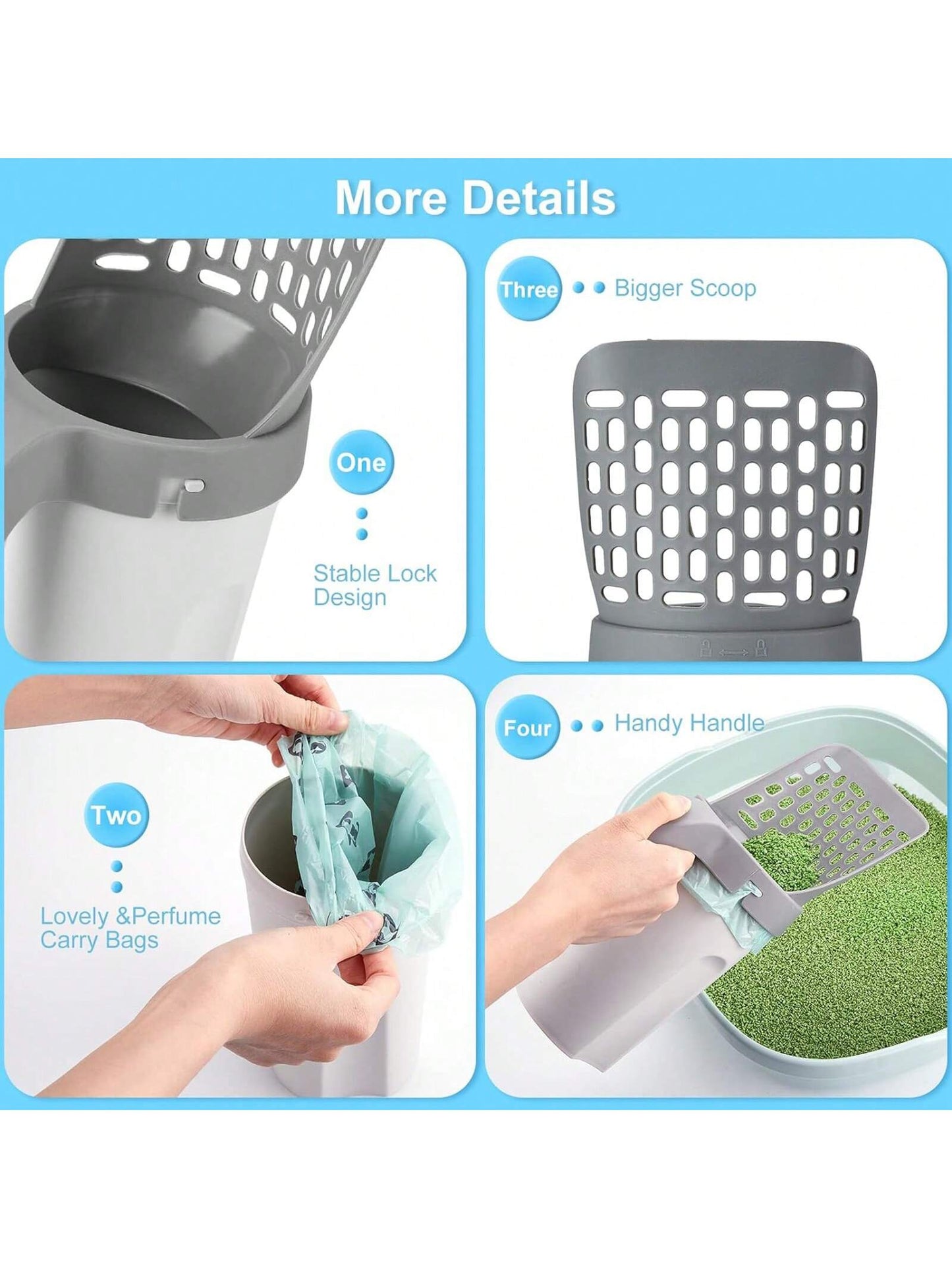 1pc Removable Cat Litter Scoop, Removable Large-capacity Pet Toilet, 1pc Free Garbage Bag