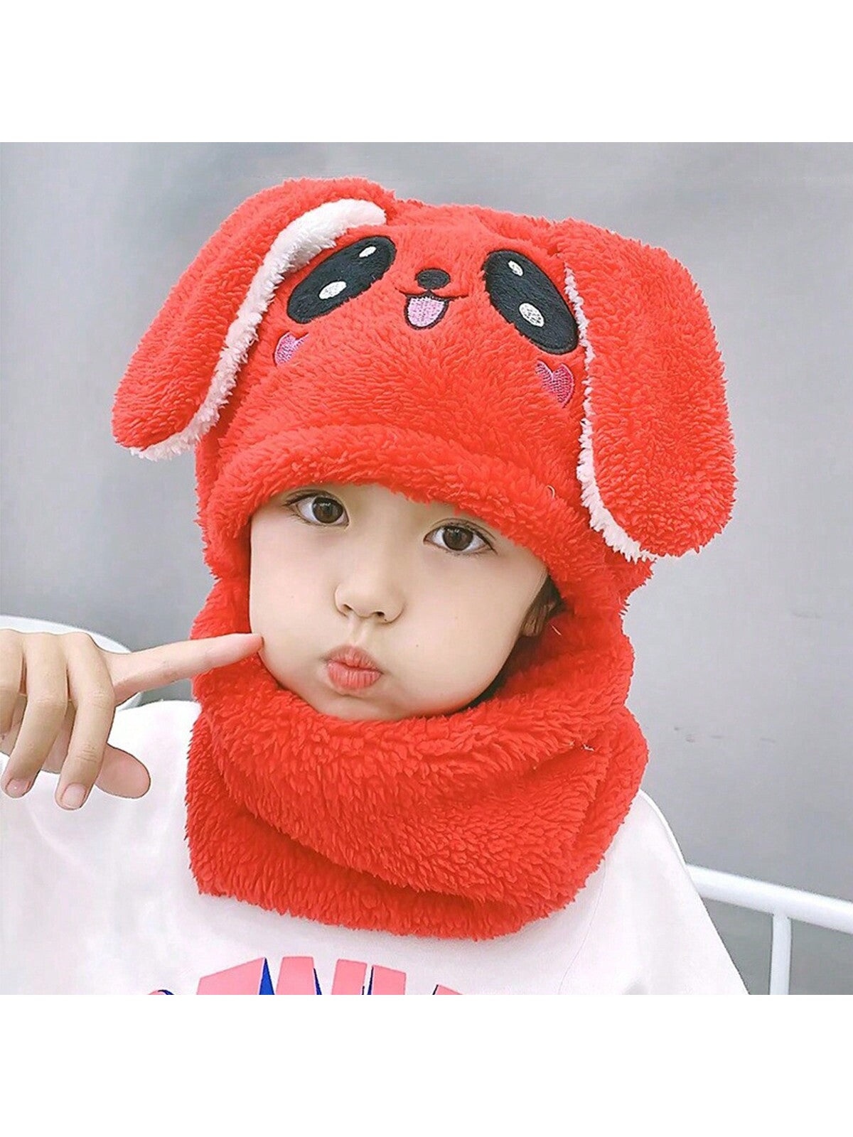 1pc Unisex Cartoon Bear Shaped Hat With Scarf And Mask Design, Thickened, Warm, Suitable For Daily Wear In Autumn And Winter twins