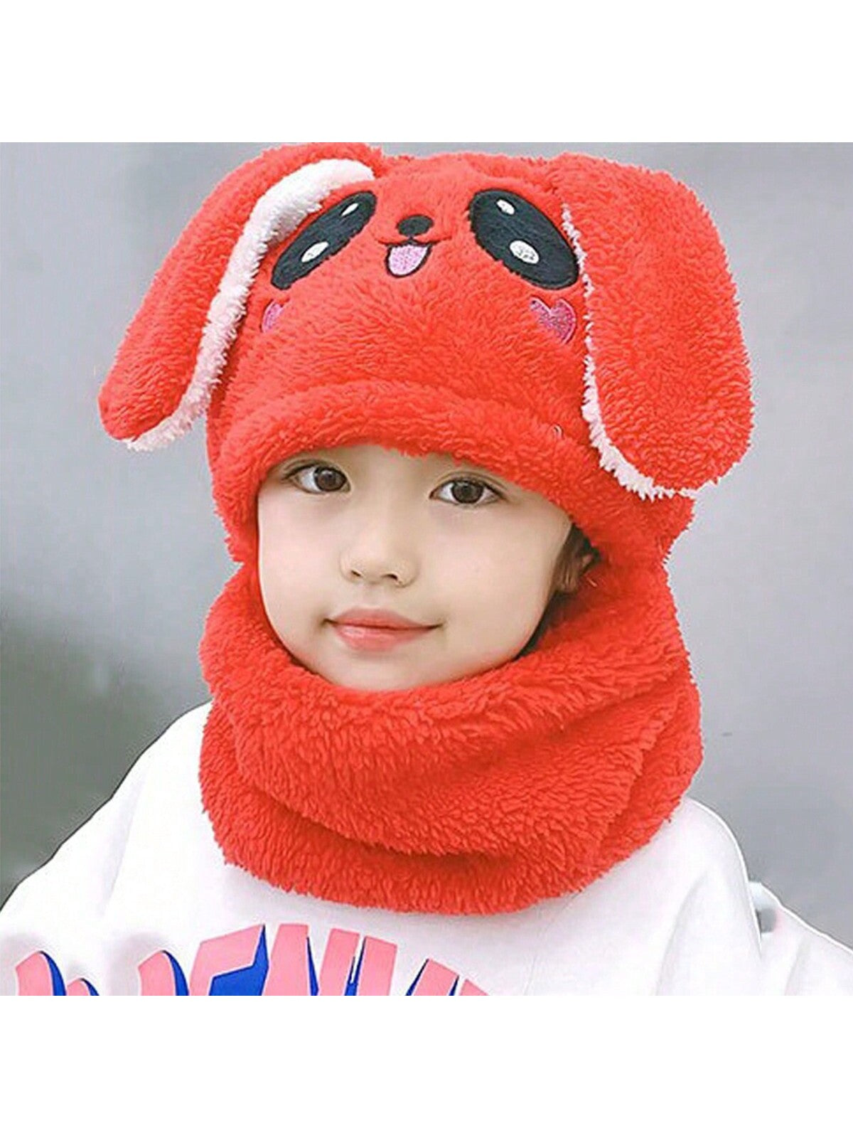 1pc Unisex Cartoon Bear Shaped Hat With Scarf And Mask Design, Thickened, Warm, Suitable For Daily Wear In Autumn And Winter twins
