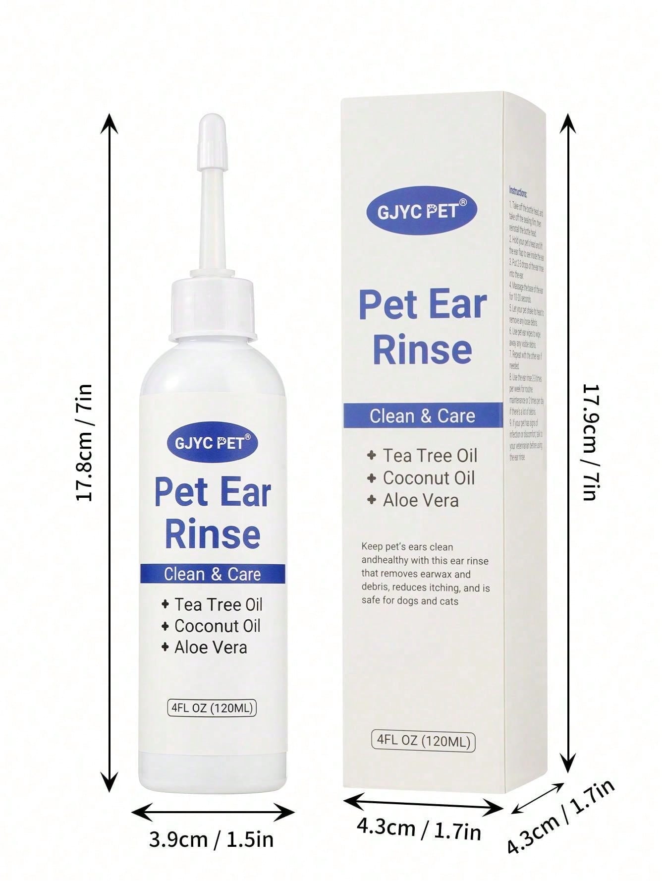 1 Bottle 4oz Pet Ear Drops, Gentle & Soothing, For Cleaning Ear Canal