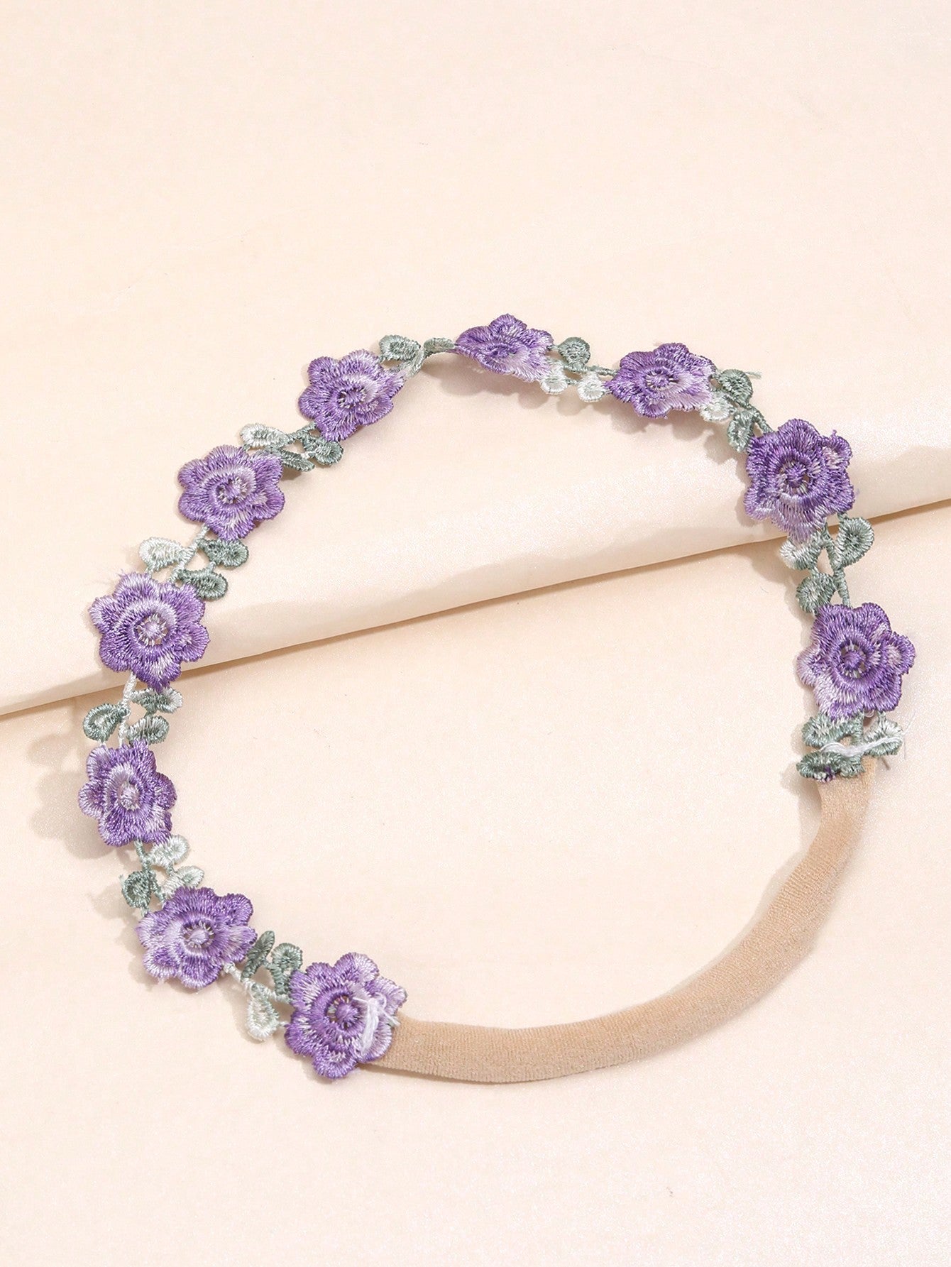 2pcs Purple Artificial Flower Headband for Girls,Lifelike Flower Elastic Hairband,Spring Trendy Headwear,Kids Baby Hair Accessories.
