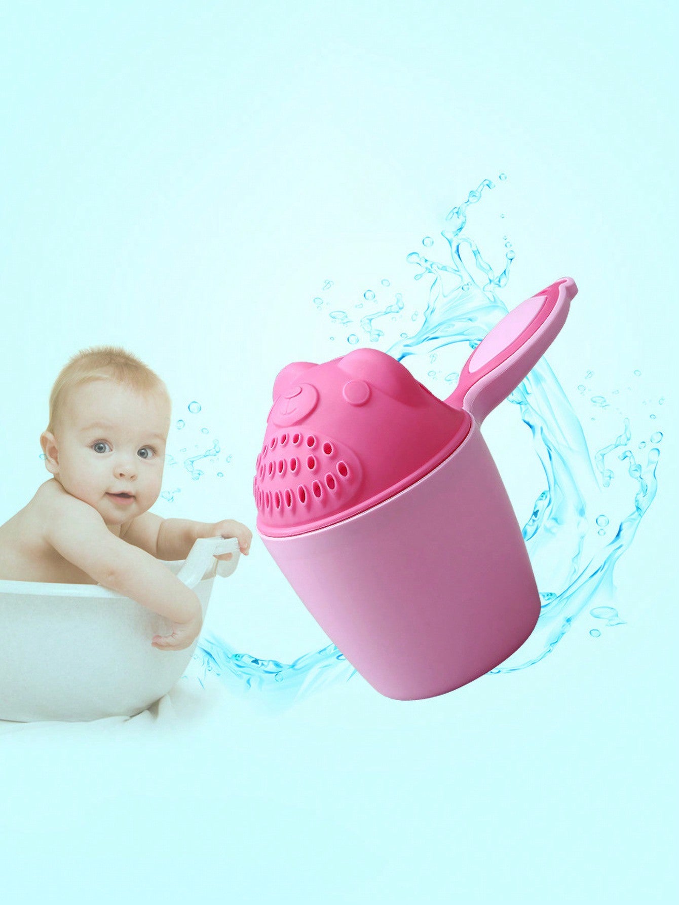 1pc Cartoon Bear Shaped Baby Shower Cup Shampoo Rinser