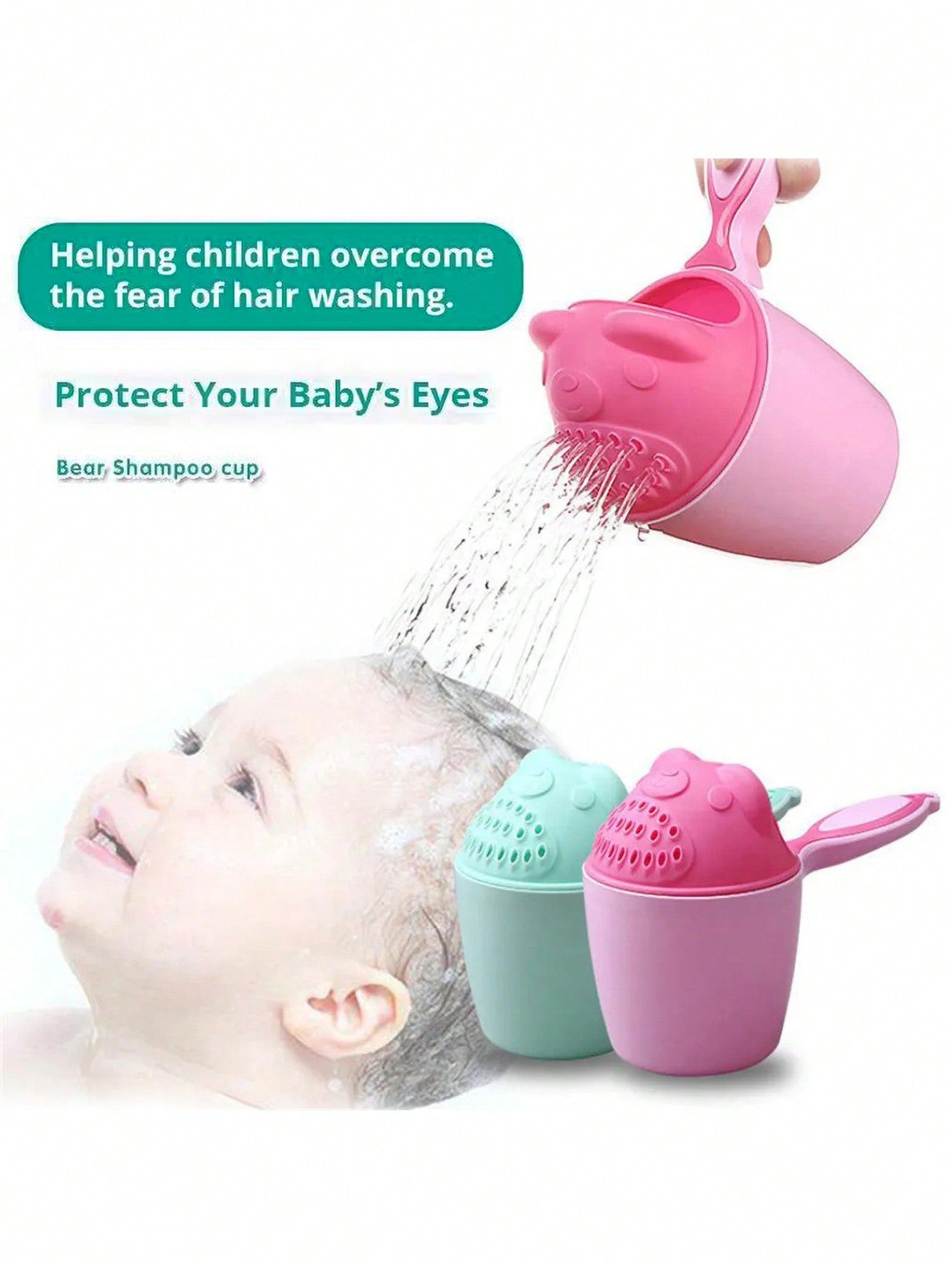 1pc Cartoon Bear Shaped Baby Shower Cup Shampoo Rinser
