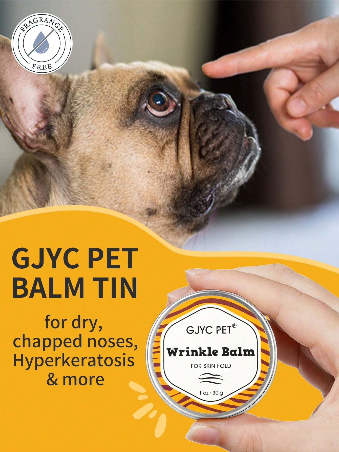 Premium Wrinkle Balm for Bulldogs, French Bulldogs, Pugs, and English Bulldogs - 1 Oz - Cleans Wrinkles, Removes Tear Stains, Addresses Tail Pockets, and Nourishes Paws