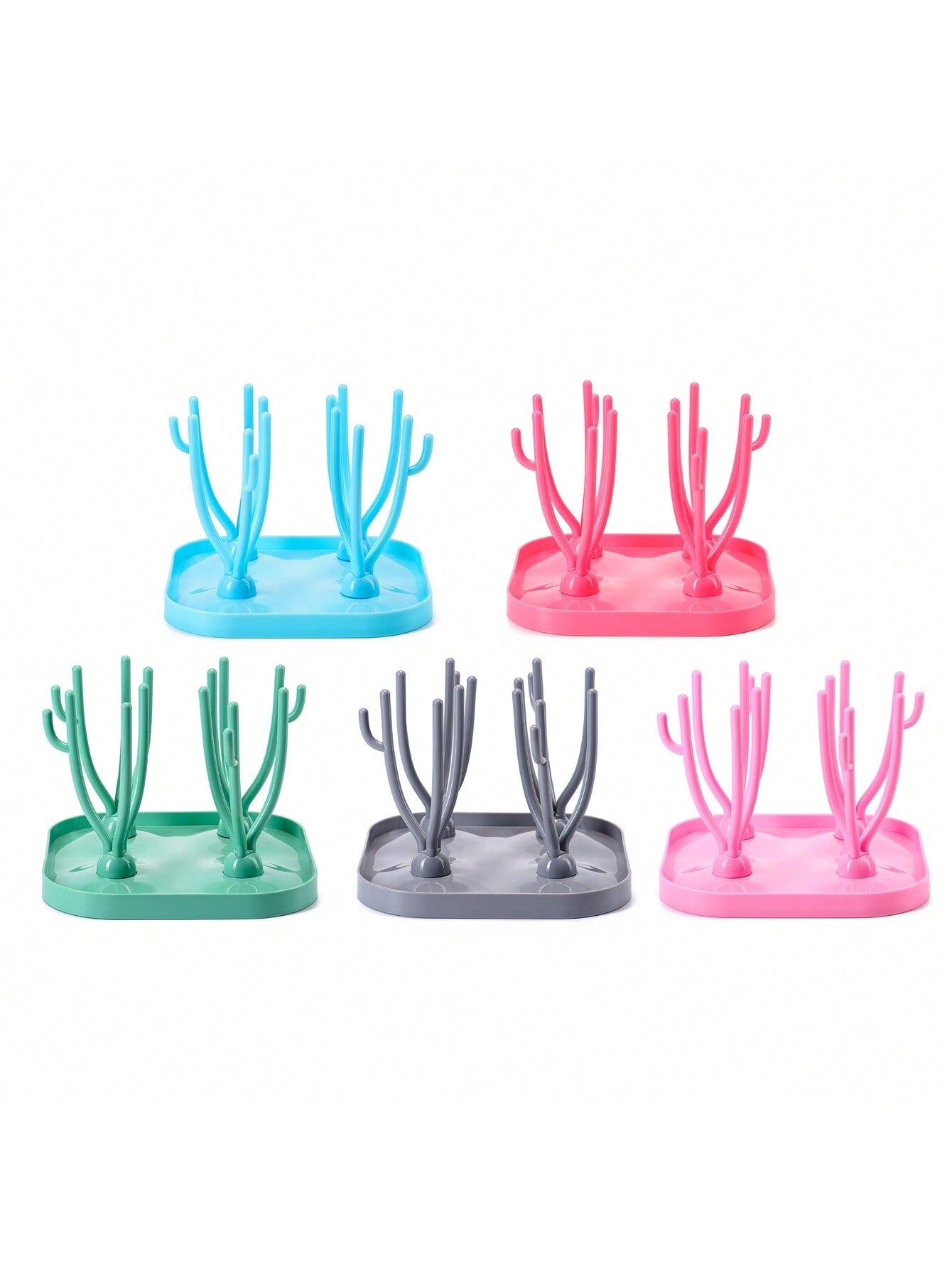 1pc Coral-Tree-Shaped Baby Bottle Drying Rack With Drain Board, Baby Bottle Storage Box And Holder