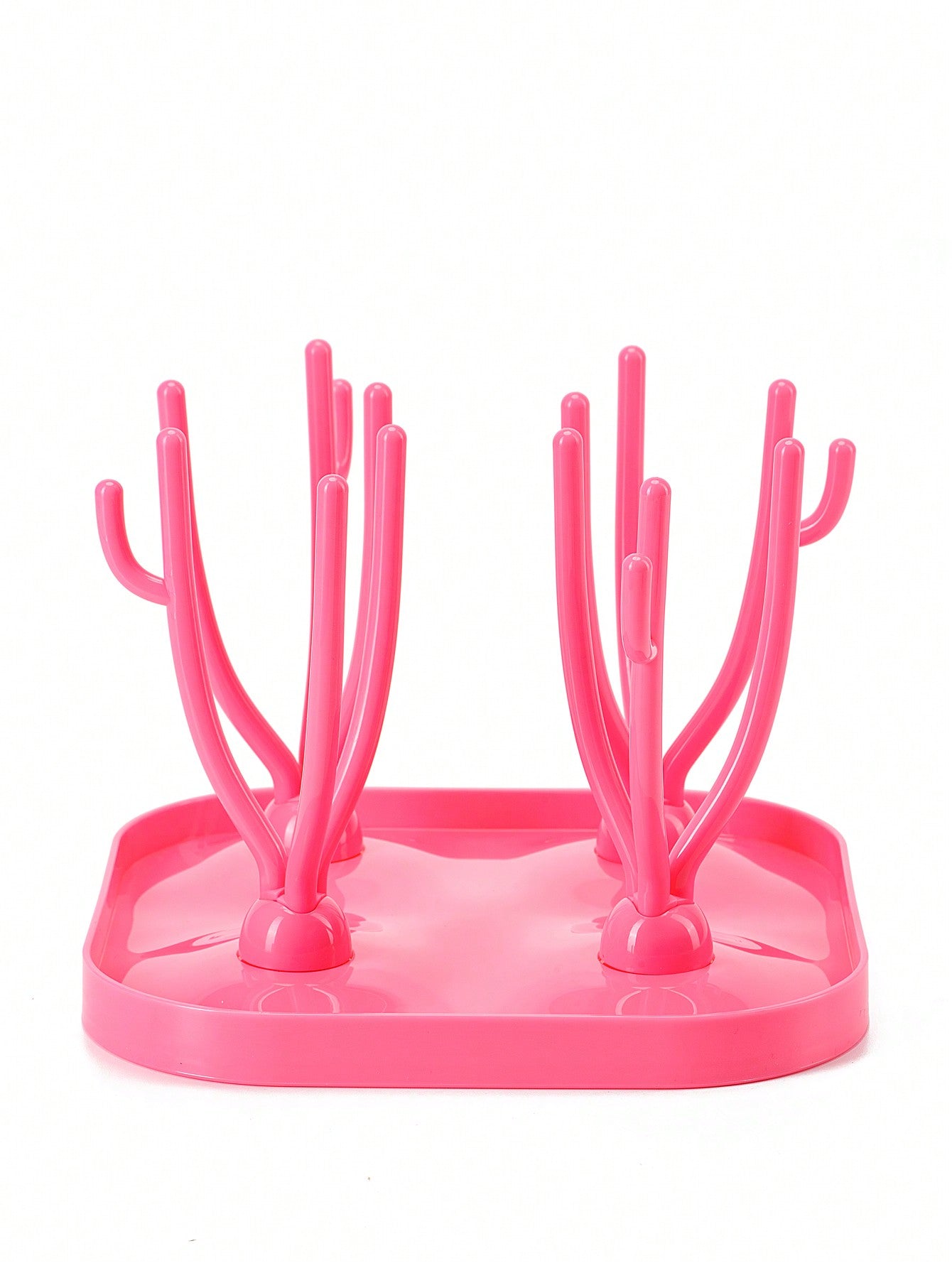 1pc Coral-Tree-Shaped Baby Bottle Drying Rack With Drain Board, Baby Bottle Storage Box And Holder