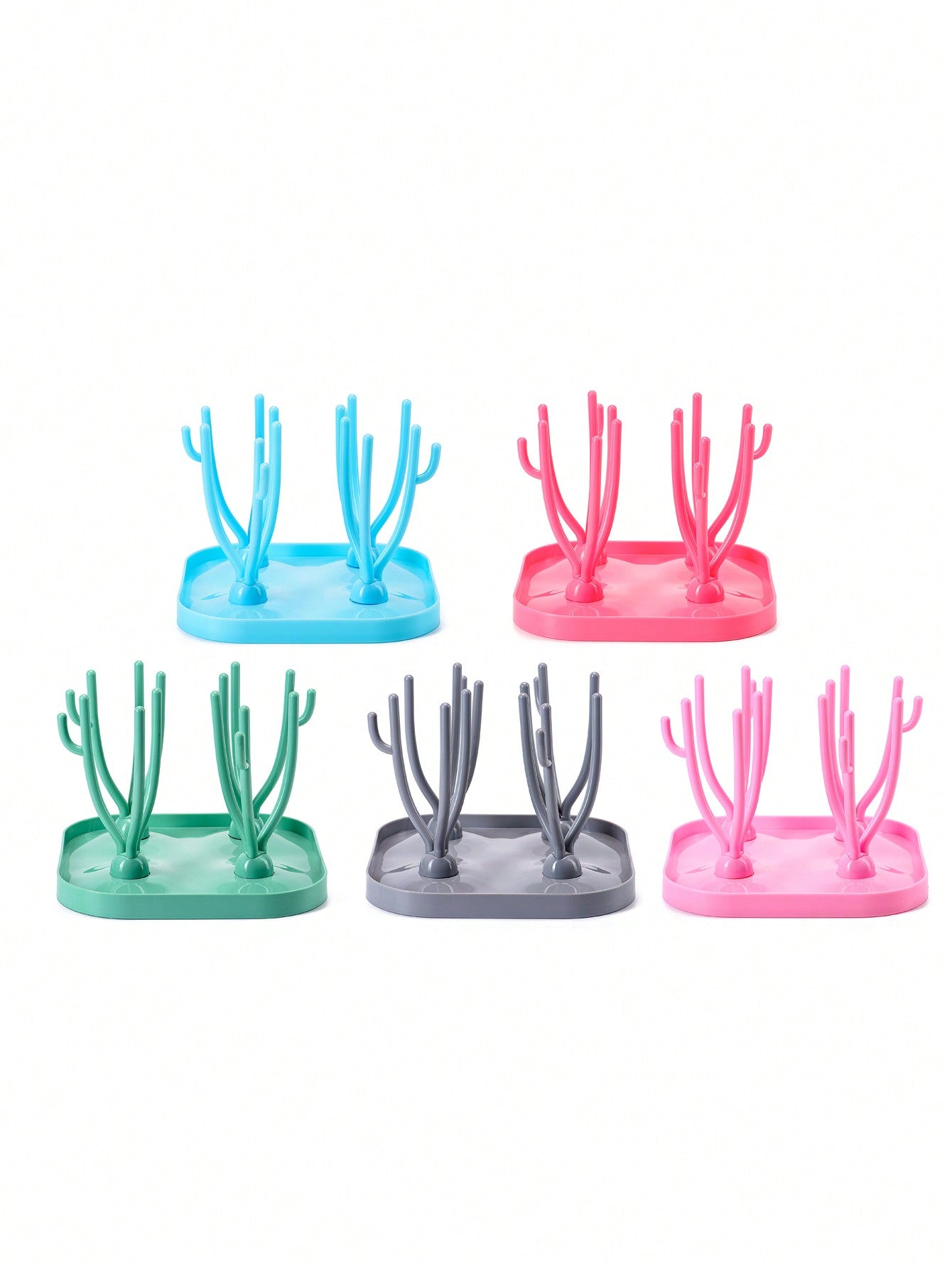 1pc Coral-Tree-Shaped Baby Bottle Drying Rack With Drain Board, Baby Bottle Storage Box And Holder