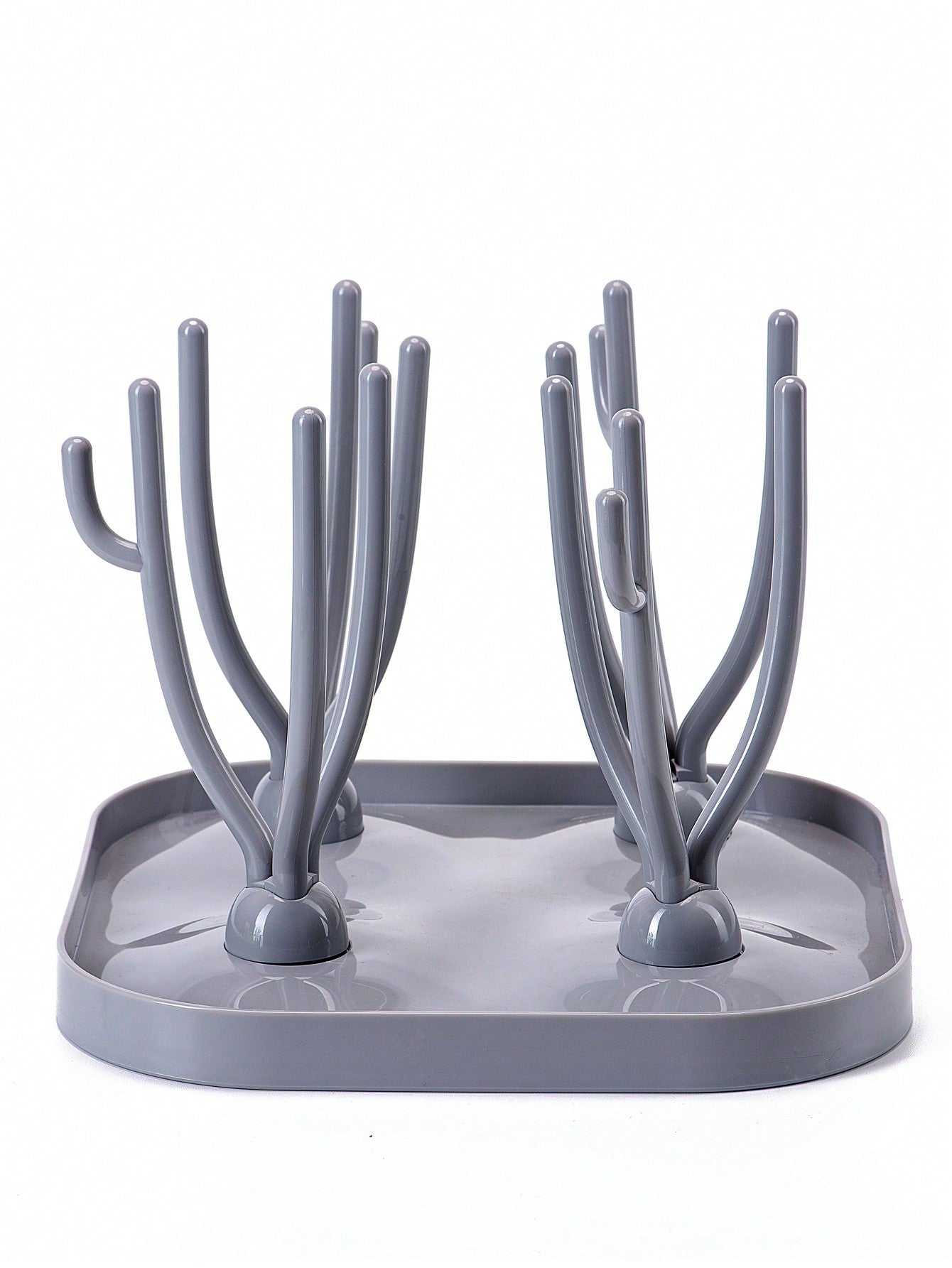 1pc Coral-Tree-Shaped Baby Bottle Drying Rack With Drain Board
