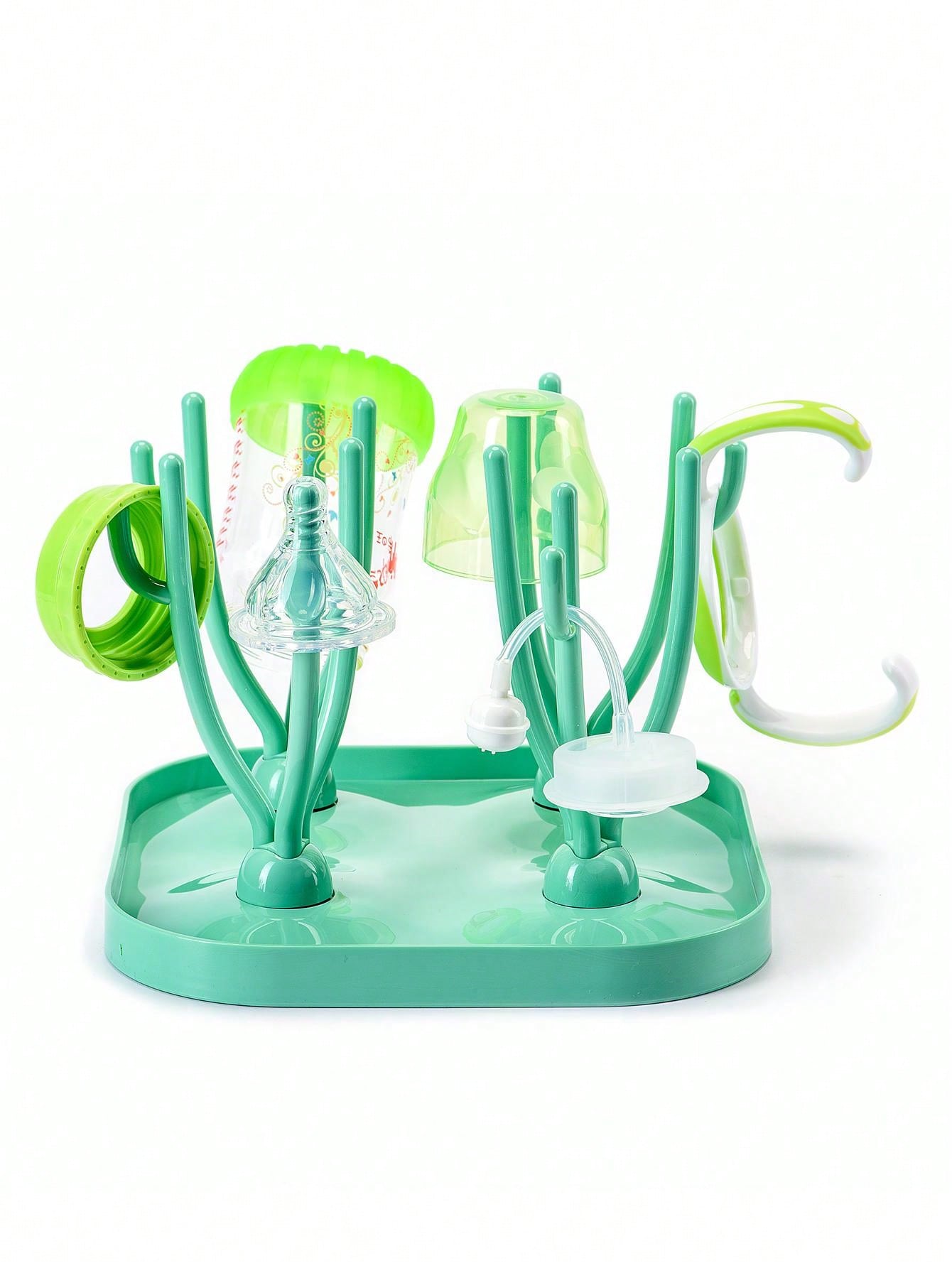 1pc Coral-Tree-Shaped Baby Bottle Drying Rack With Drain Board, Baby Bottle Storage Box And Holder