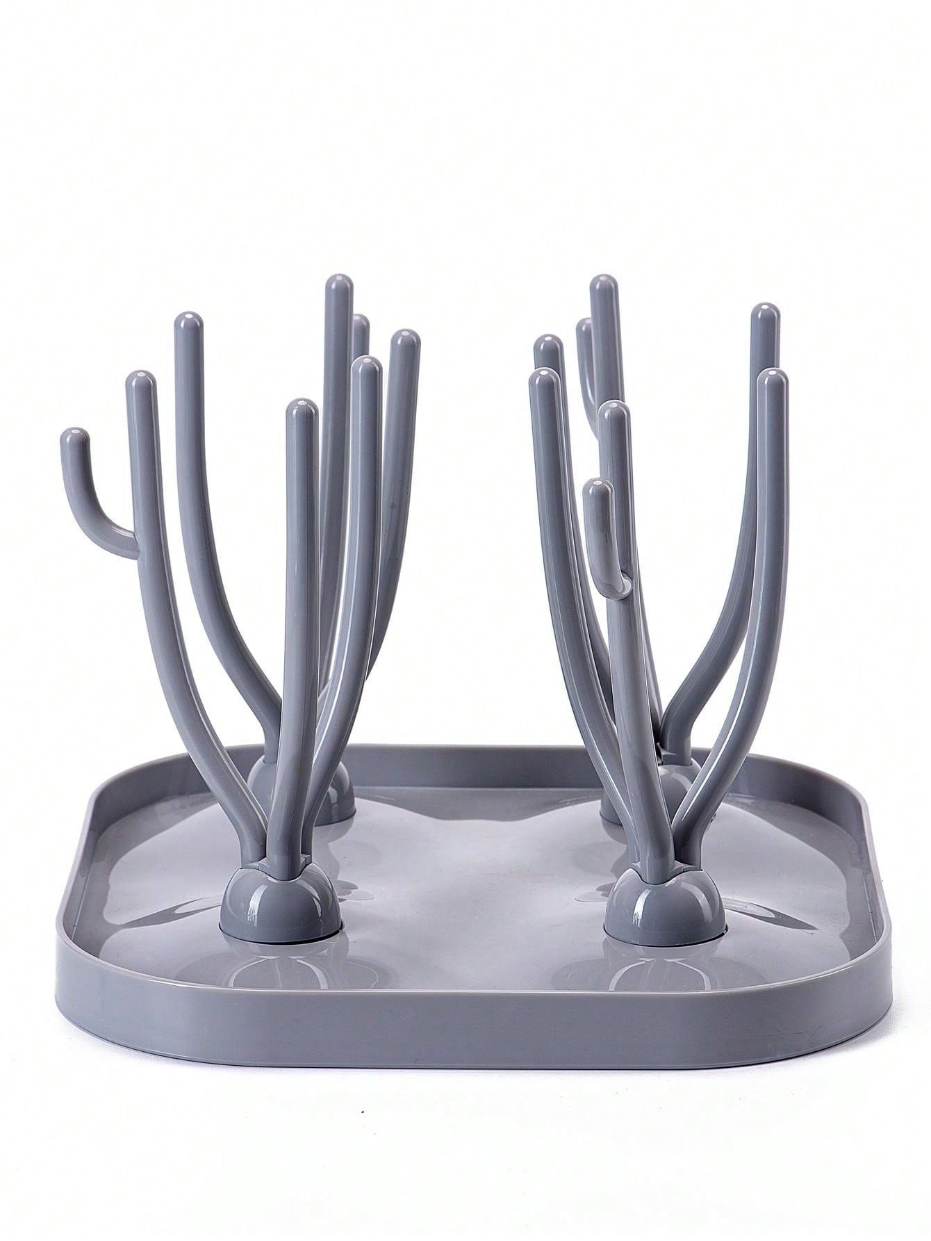 1pc Coral-Tree-Shaped Baby Bottle Drying Rack With Drain Board, Baby Bottle Storage Box And Holder
