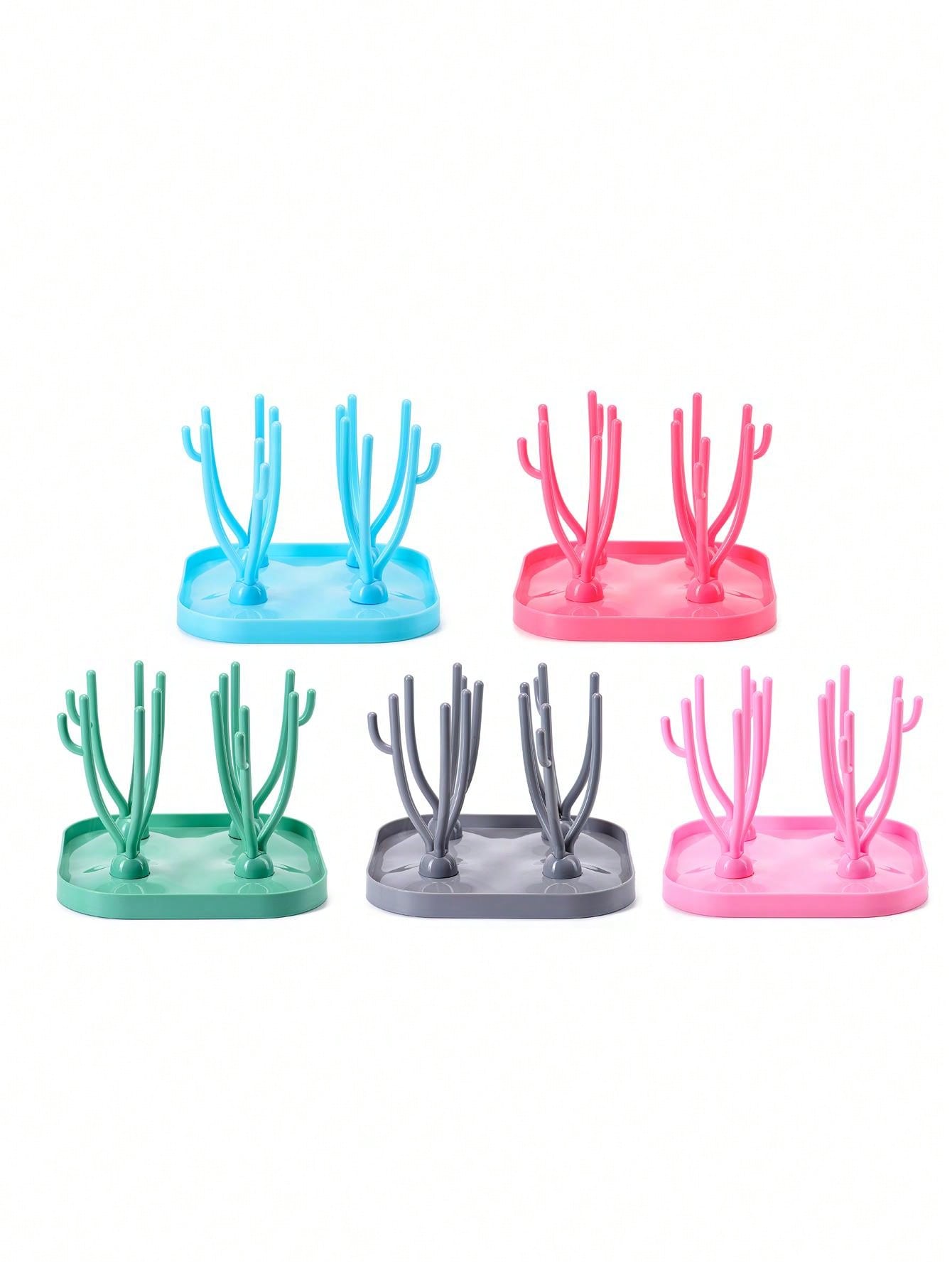 1pc Coral-Tree-Shaped Baby Bottle Drying Rack With Drain Board, Baby Bottle Storage Box And Holder