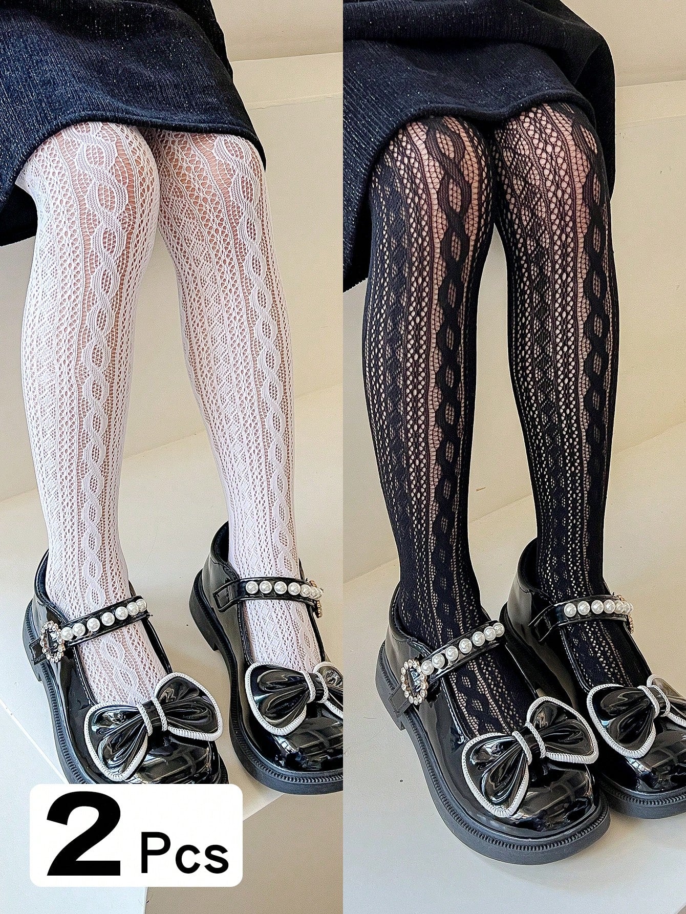 2pairs Toddler Girls Hollow Out Tights