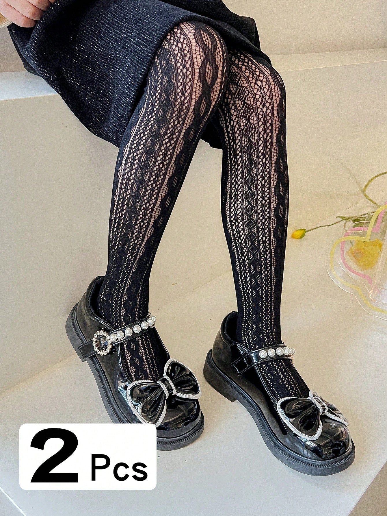2pairs Toddler Girls Hollow Out Tights