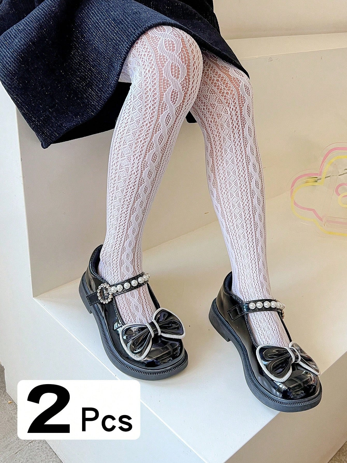 2pairs Toddler Girls Hollow Out Tights