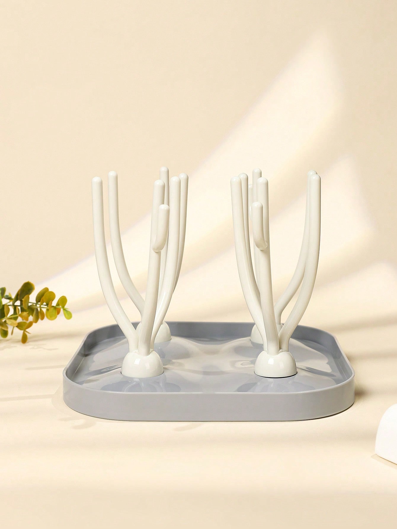 1pc Coral-Tree-Shaped Baby Bottle Drying Rack With Drain Board, Baby Bottle Storage Box And Holder