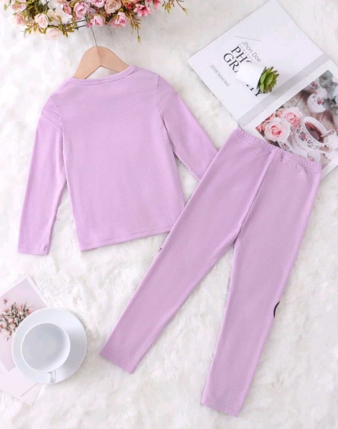 Girls Eyelash & Star Print PJ Set