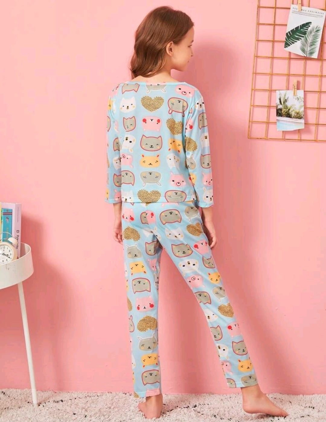 Girls Cartoon Print PJ Set