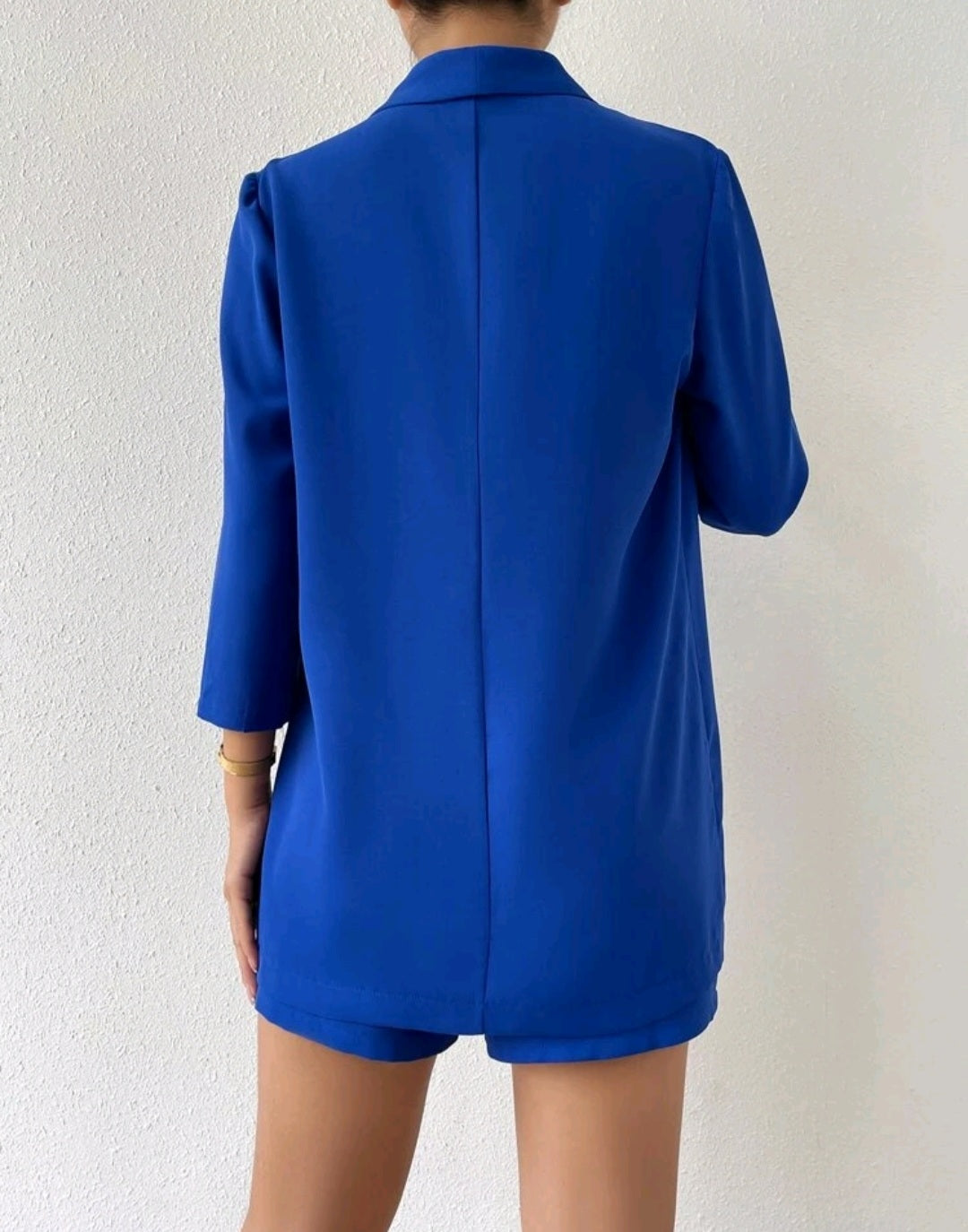 Solid Shawl Collar Blazer & Shorts