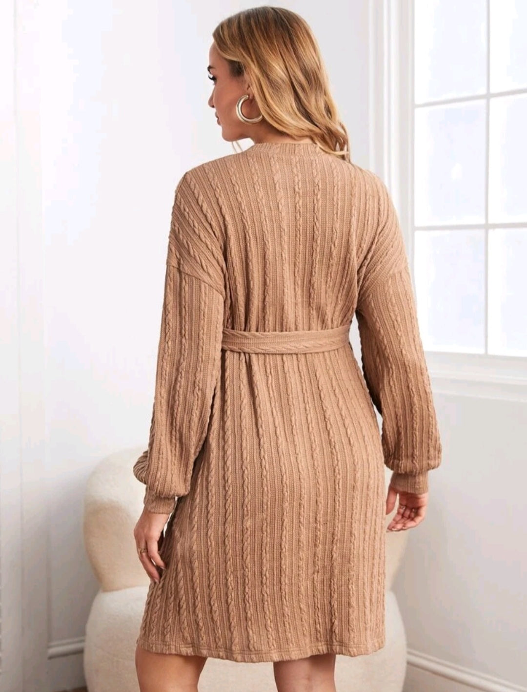 Maternity Drop Shoulder Belted Dress